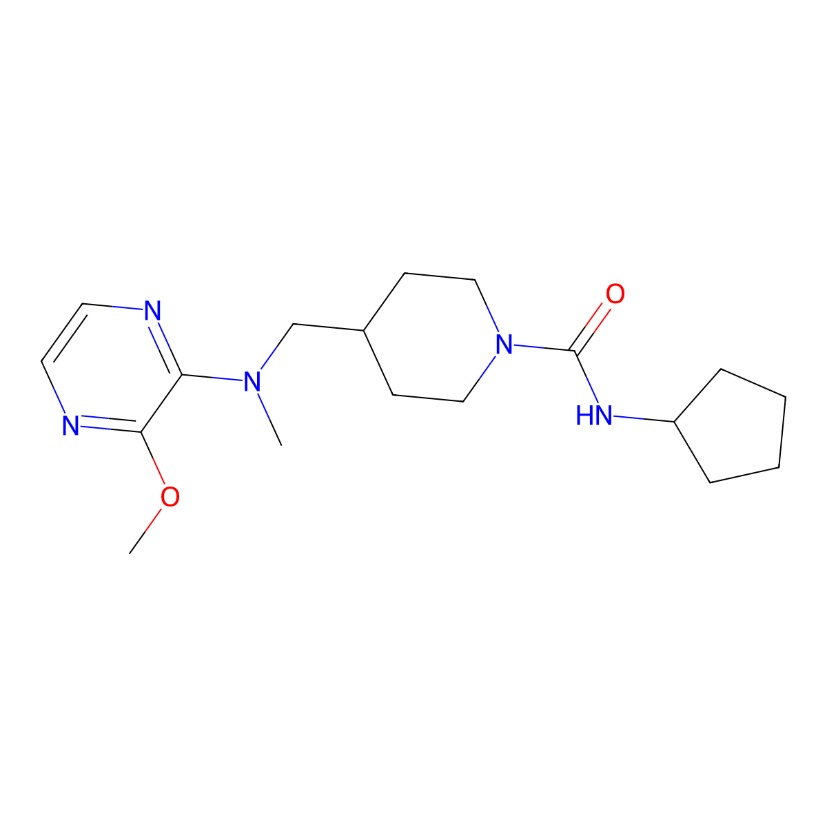 N-cyclopentyl-4-{[(3-methoxypyrazin-2-yl)(methyl)amino]methyl}piperidine-1-carboxamide molecular structure, CAS 2380166-48-1