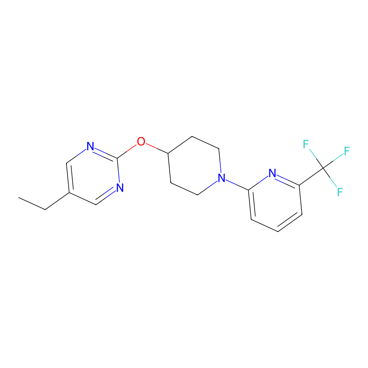 5-Ethyl-2-({1-[6-(trifluoromethyl)pyridin-2-yl]piperidin-4-yl}oxy)pyrimidine molecular structure, CAS 2380166-50-5