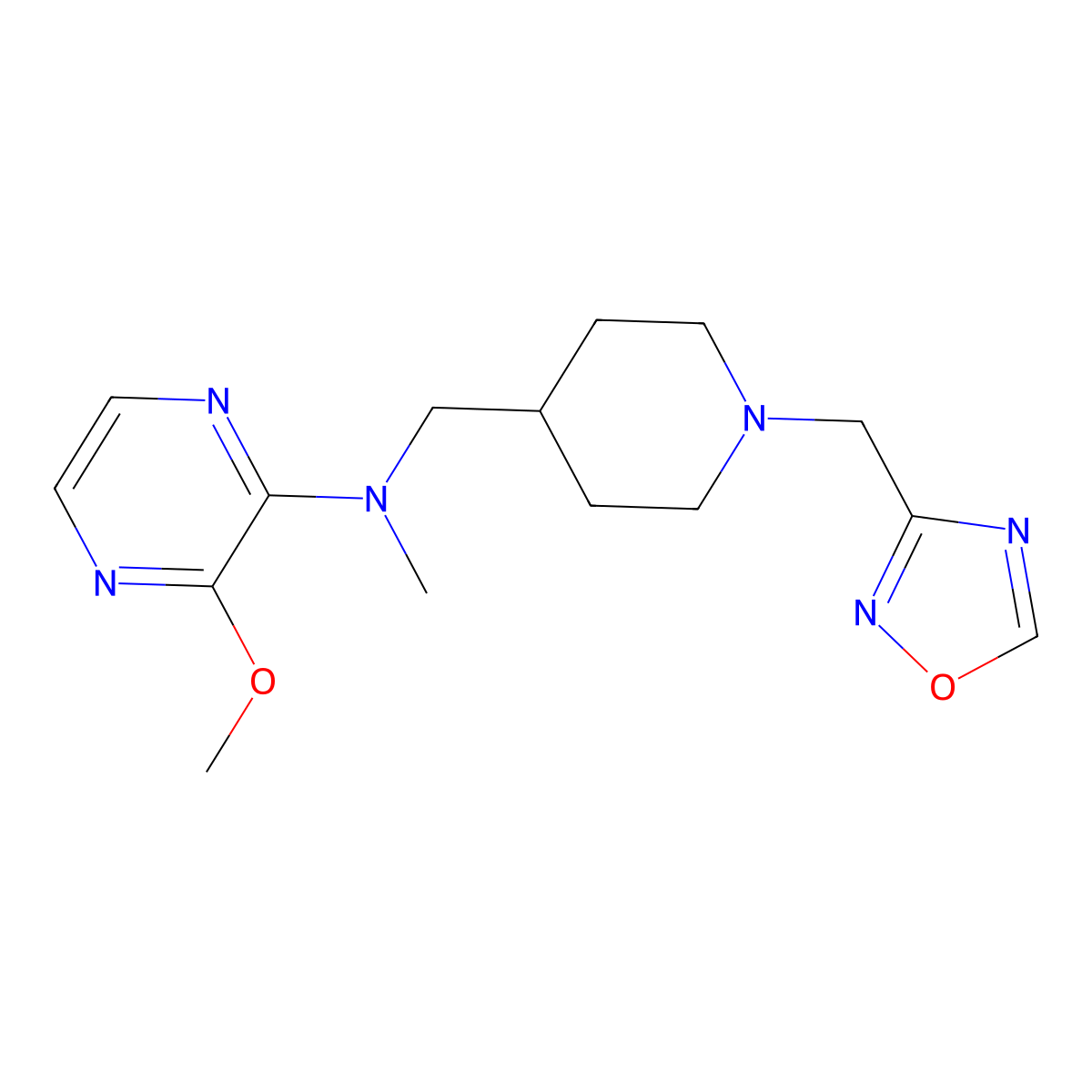 3-methoxy-N-methyl-N-({1-[(1,2,4-oxadiazol-3-yl)methyl]piperidin-4-yl}methyl)pyrazin-2-amine molecular structure, CAS 2380166-53-8