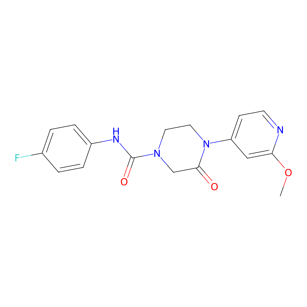 N-(4-Fluorophenyl)-4-(2-methoxypyridin-4-yl)-3-oxopiperazine-1-carboxamide molecular structure, CAS 2380166-57-2