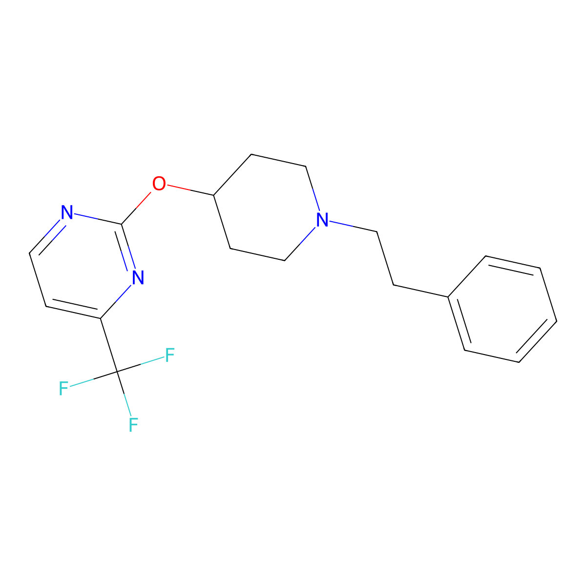 2-{[1-(2-Phenylethyl)piperidin-4-yl]oxy}-4-(trifluoromethyl)pyrimidine molecular structure, CAS 2380166-62-9