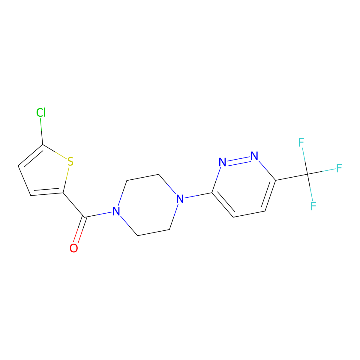 3-[4-(5-Chlorothiophene-2-carbonyl)piperazin-1-yl]-6-(trifluoromethyl)pyridazine molecular structure, CAS 2380166-63-0