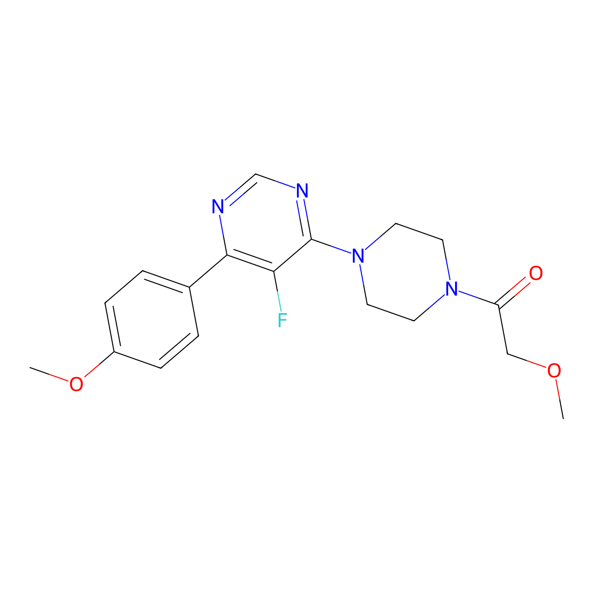 1-{4-[5-Fluoro-6-(4-methoxyphenyl)pyrimidin-4-yl]piperazin-1-yl}-2-methoxyethan-1-one molecular structure, CAS 2380166-64-1