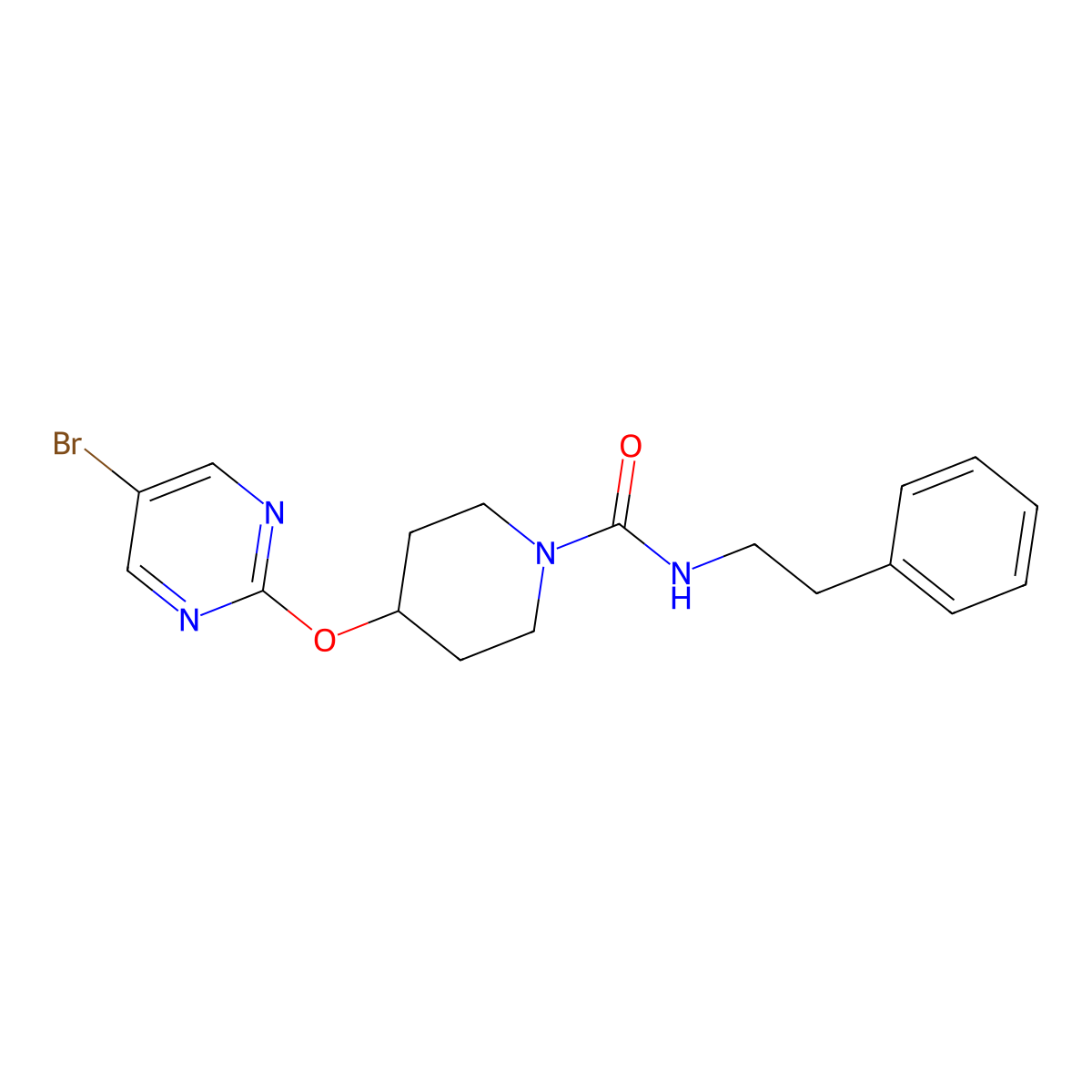 4-[(5-bromopyrimidin-2-yl)oxy]-N-(2-phenylethyl)piperidine-1-carboxamide molecular structure, CAS 2380166-67-4