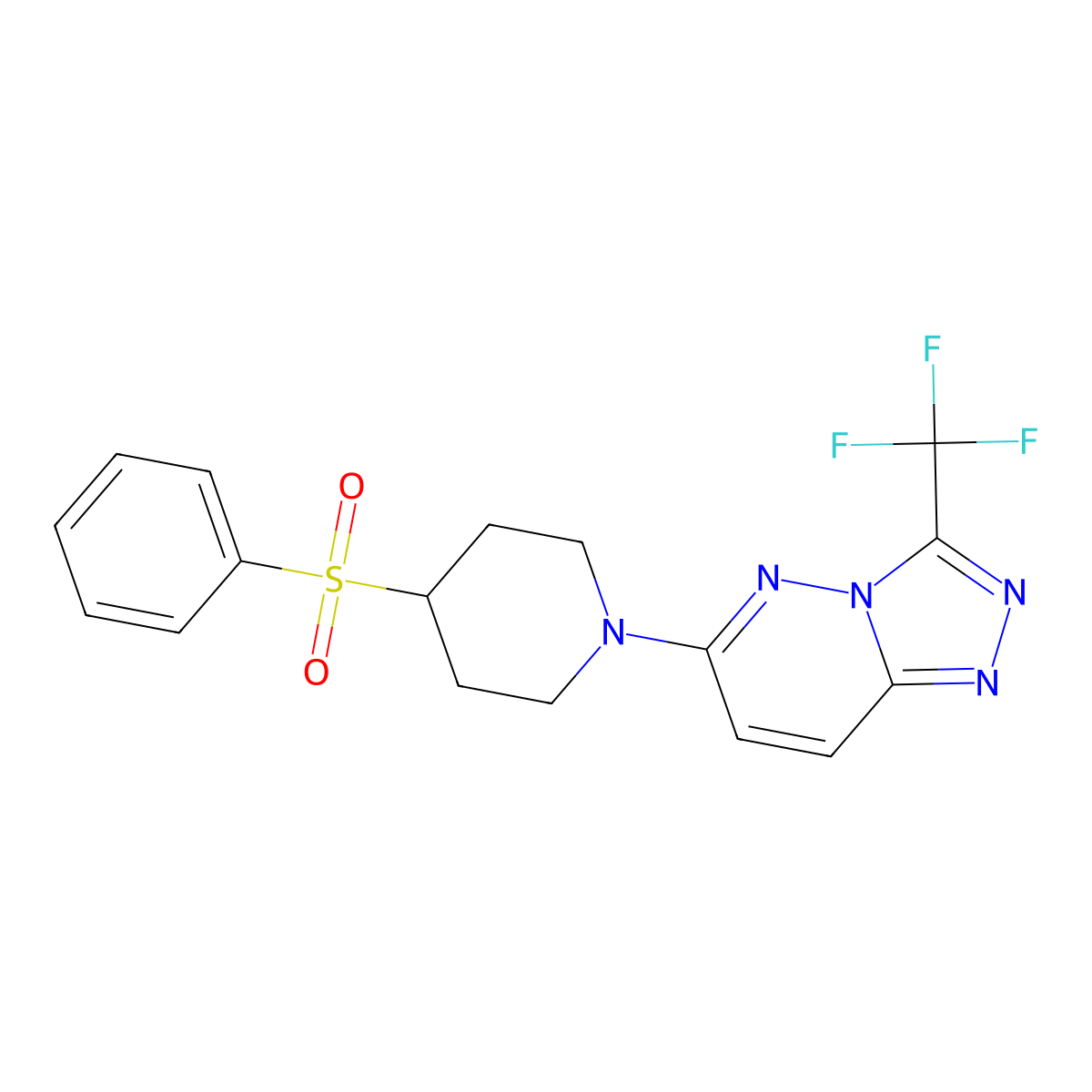 4-(Benzenesulfonyl)-1-[3-(trifluoromethyl)-[1,2,4]triazolo[4,3-b]pyridazin-6-yl]piperidine molecular structure, CAS 2380166-69-6