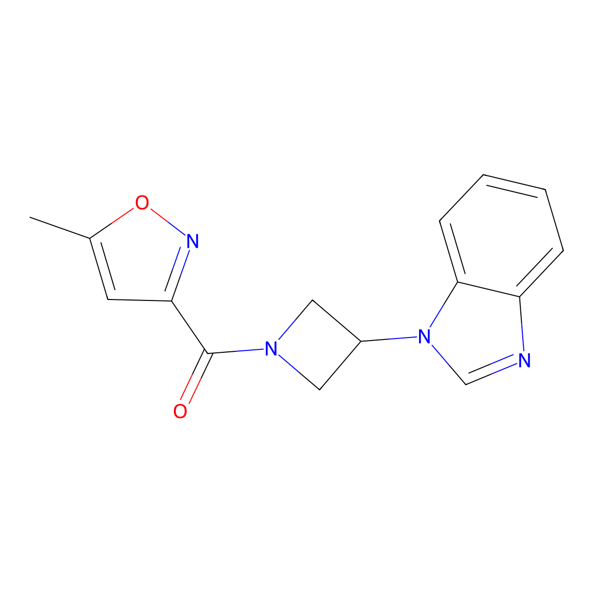 1-[1-(5-methyl-1,2-oxazole-3-carbonyl)azetidin-3-yl]-1H-1,3-benzodiazole molecular structure, CAS 2380166-73-2