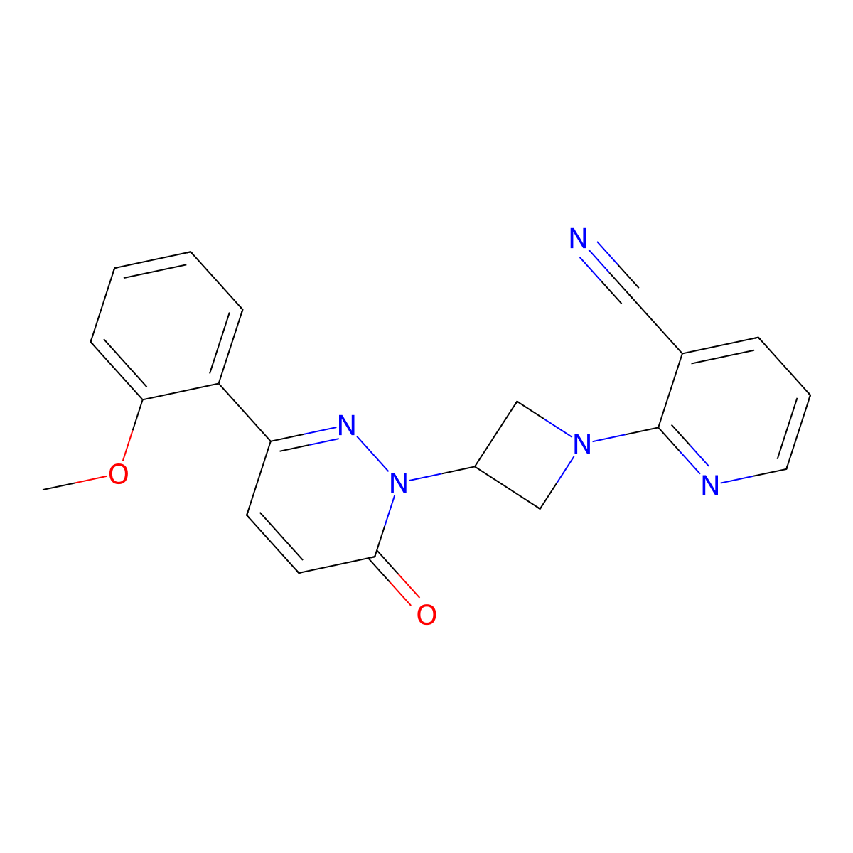 2-{3-[3-(2-Methoxyphenyl)-6-oxo-1,6-dihydropyridazin-1-yl]azetidin-1-yl}pyridine-3-carbonitrile molecular structure, CAS 2380166-79-8
