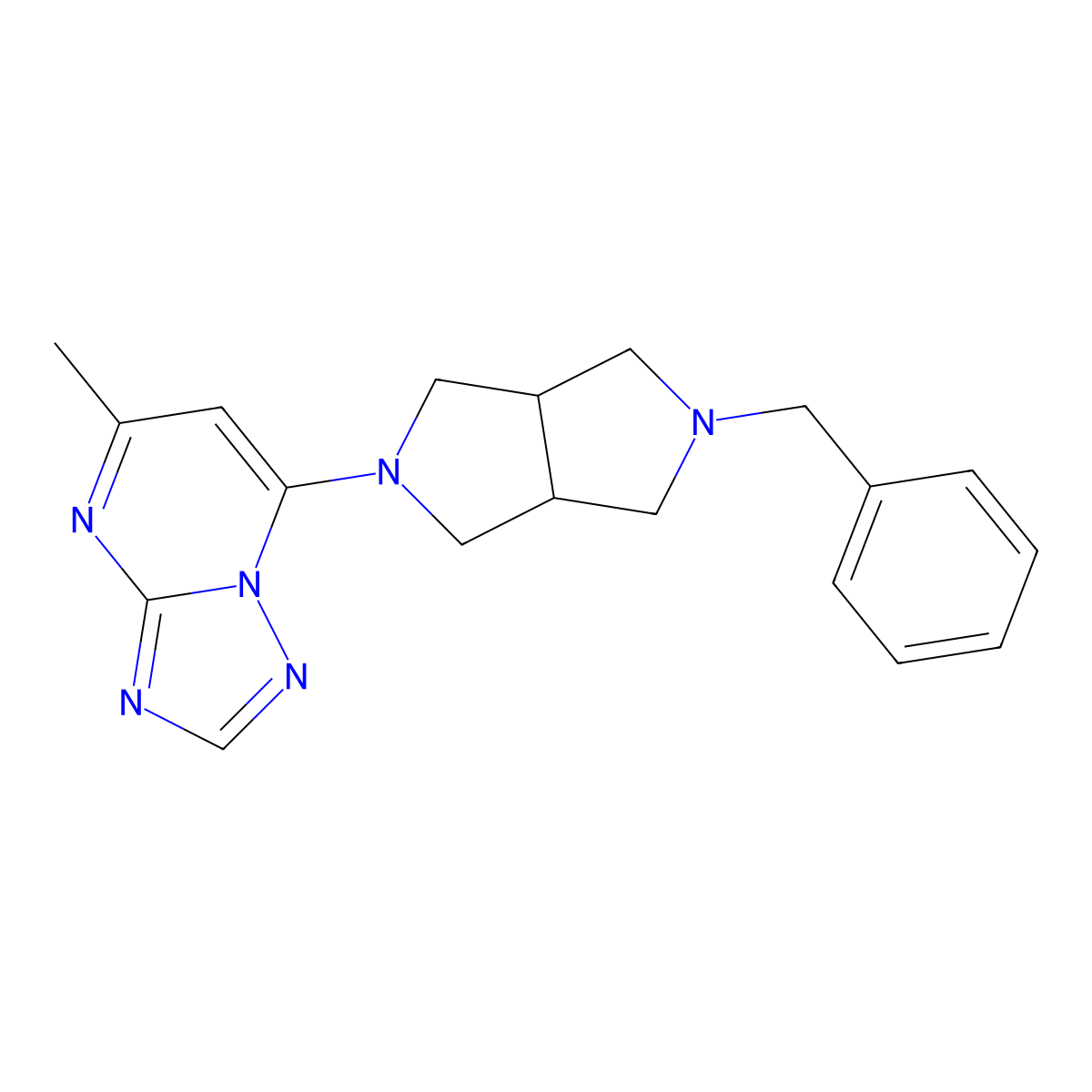 7-{5-Benzyl-octahydropyrrolo[3,4-c]pyrrol-2-yl}-5-methyl-[1,2,4]triazolo[1,5-a]pyrimidine molecular structure, CAS 2380166-80-1
