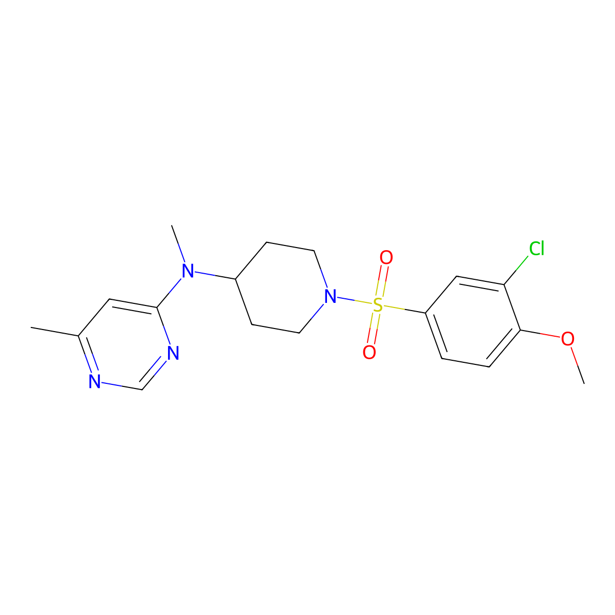 N-[1-(3-chloro-4-methoxybenzenesulfonyl)piperidin-4-yl]-N,6-dimethylpyrimidin-4-amine molecular structure, CAS 2380166-81-2