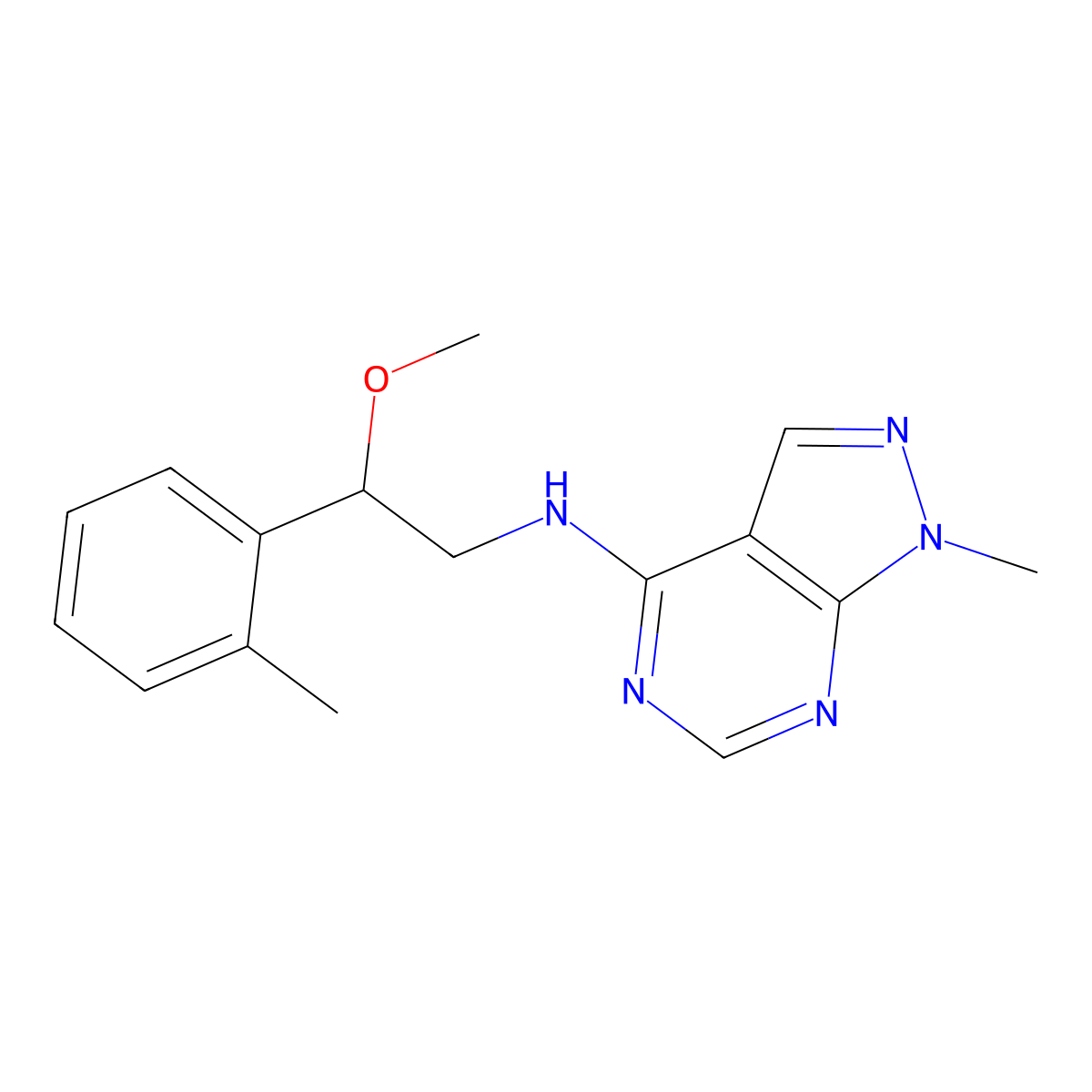 N-[2-methoxy-2-(2-methylphenyl)ethyl]-1-methyl-1H-pyrazolo[3,4-d]pyrimidin-4-amine molecular structure, CAS 2380166-85-6