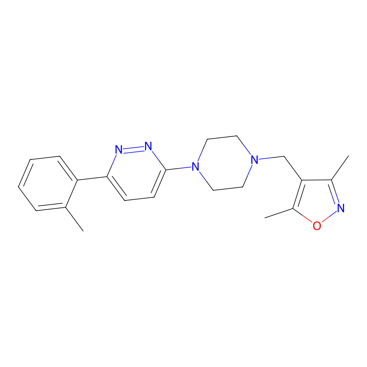 3-{4-[(3,5-Dimethyl-1,2-oxazol-4-yl)methyl]piperazin-1-yl}-6-(2-methylphenyl)pyridazine molecular structure, CAS 2380166-86-7