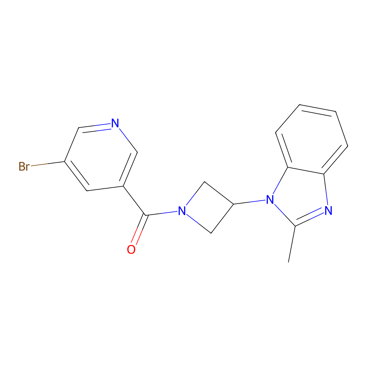 1-[1-(5-bromopyridine-3-carbonyl)azetidin-3-yl]-2-methyl-1H-1,3-benzodiazole molecular structure, CAS 2380166-90-3