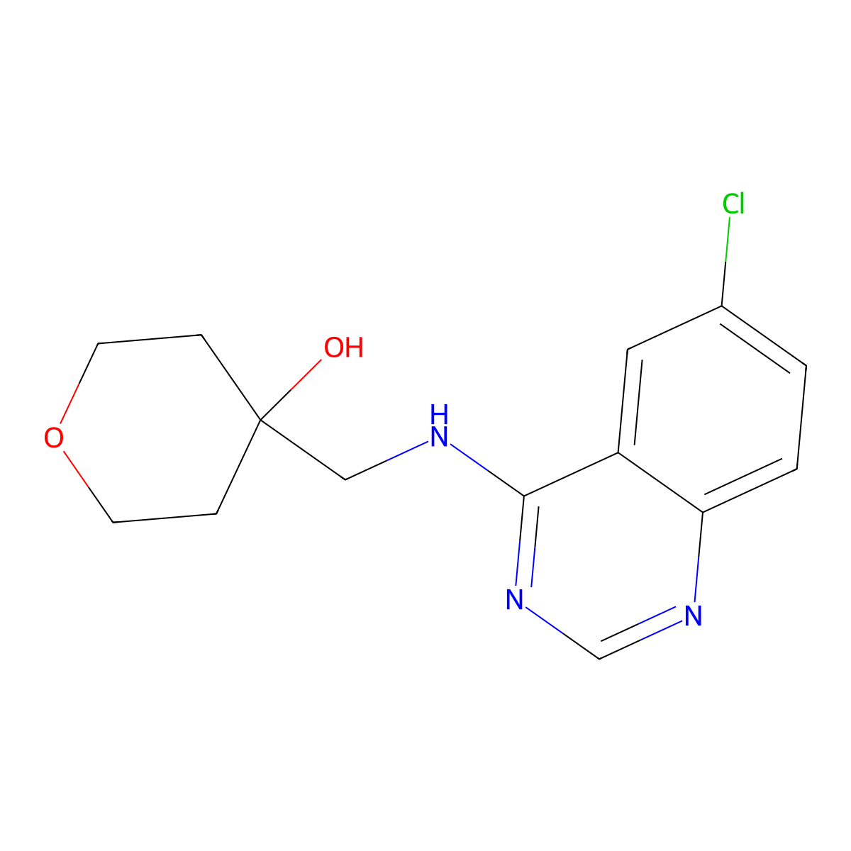4-{[(6-Chloroquinazolin-4-yl)amino]methyl}oxan-4-ol molecular structure, CAS 2380166-92-5