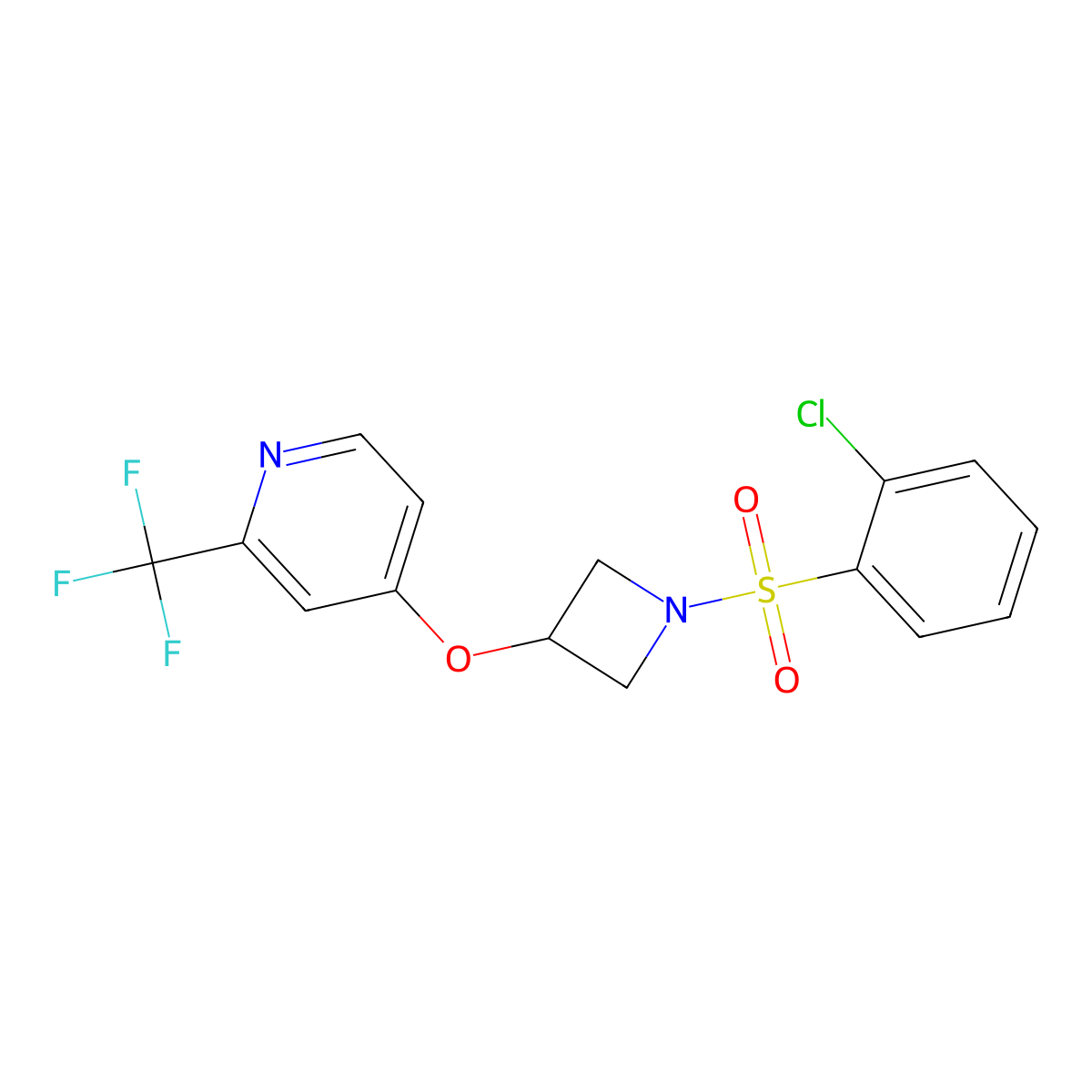 4-{[1-(2-Chlorobenzenesulfonyl)azetidin-3-yl]oxy}-2-(trifluoromethyl)pyridine molecular structure, CAS 2380166-93-6