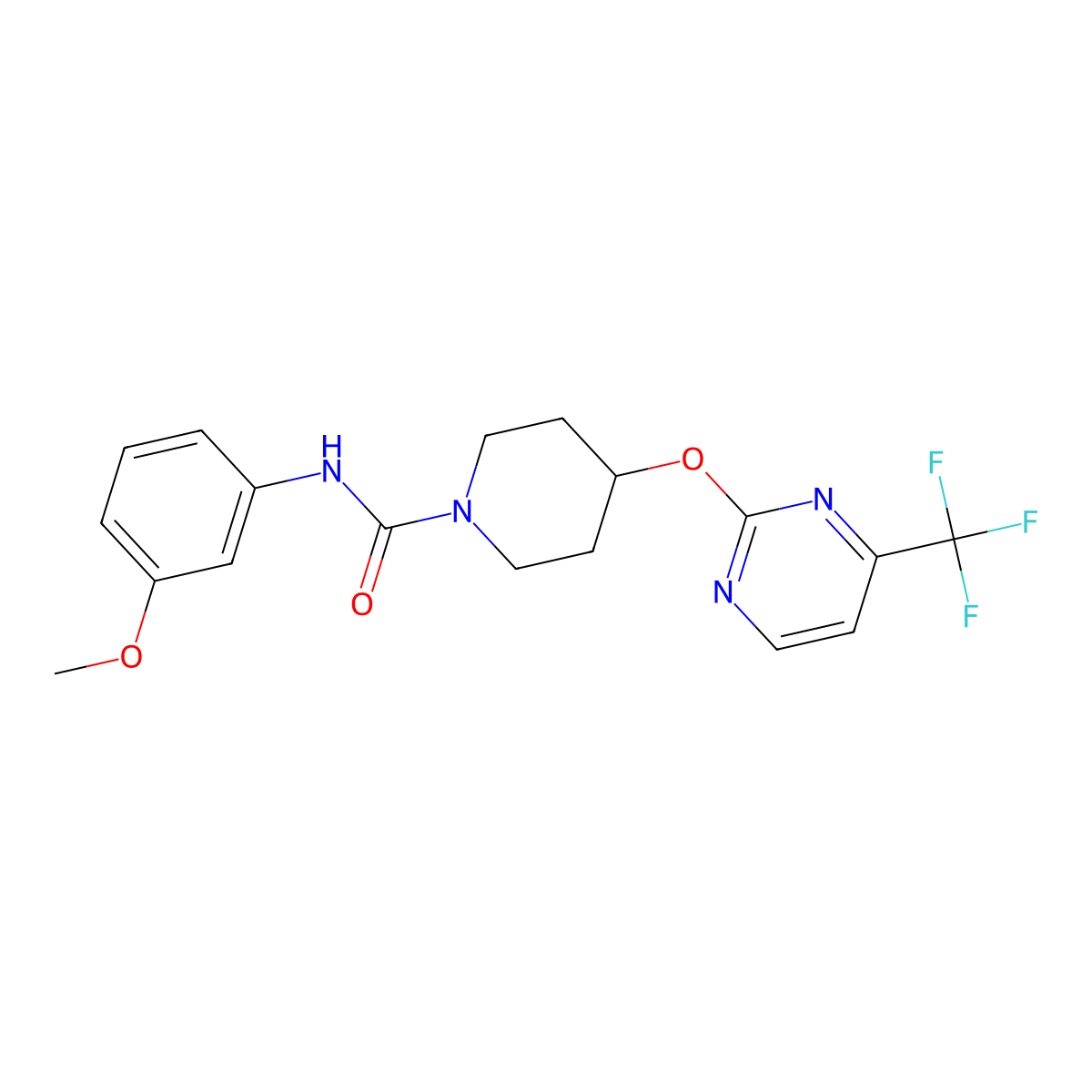 N-(3-methoxyphenyl)-4-{[4-(trifluoromethyl)pyrimidin-2-yl]oxy}piperidine-1-carboxamide molecular structure, CAS 2380166-96-9
