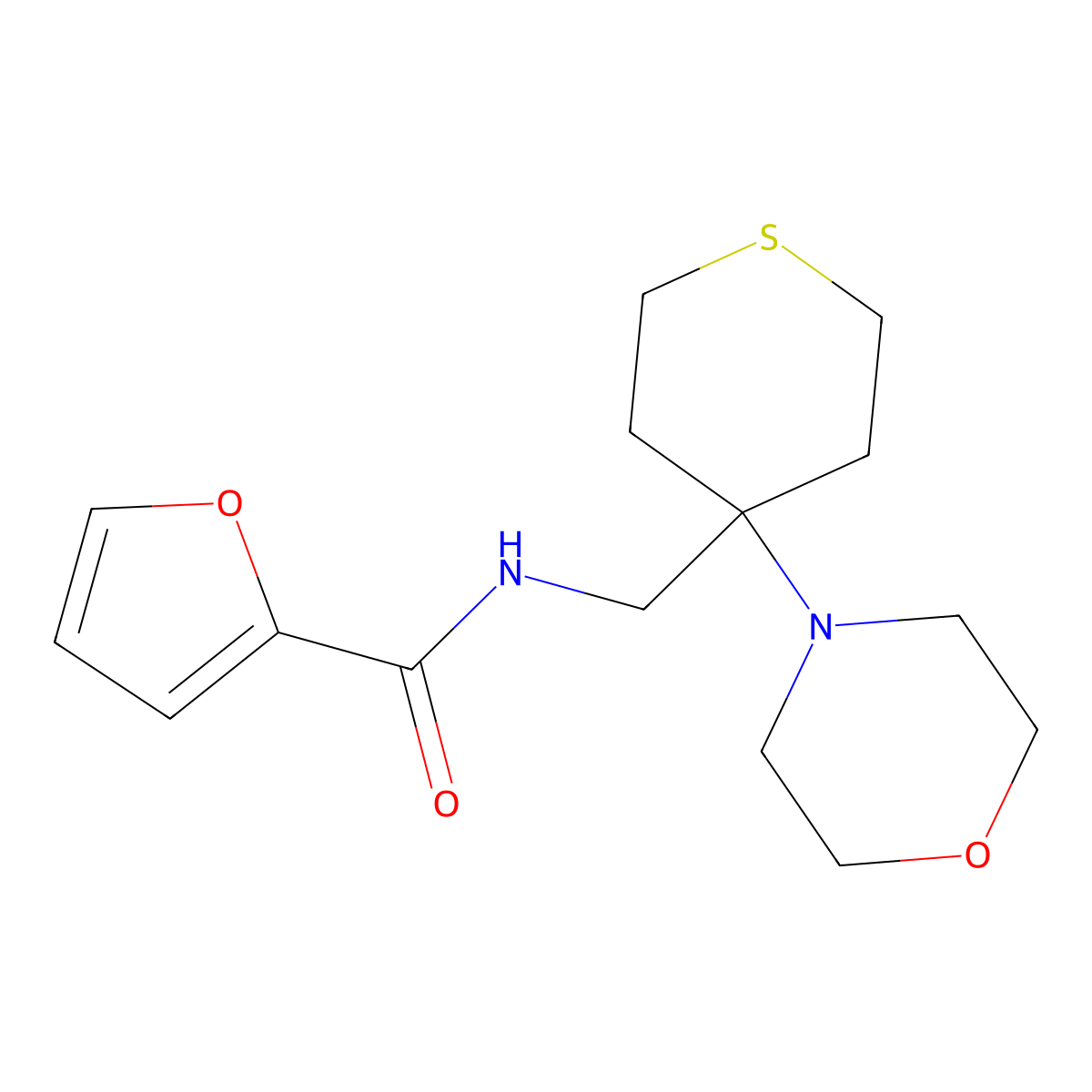 N-{[4-(morpholin-4-yl)thian-4-yl]methyl}furan-2-carboxamide molecular structure, CAS 2380166-97-0