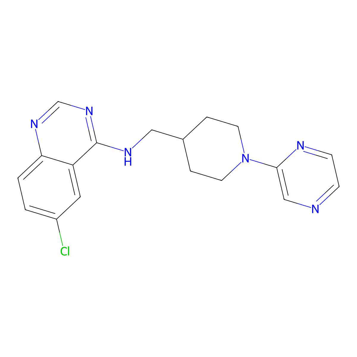 6-chloro-N-{[1-(pyrazin-2-yl)piperidin-4-yl]methyl}quinazolin-4-amine molecular structure, CAS 2380166-99-2