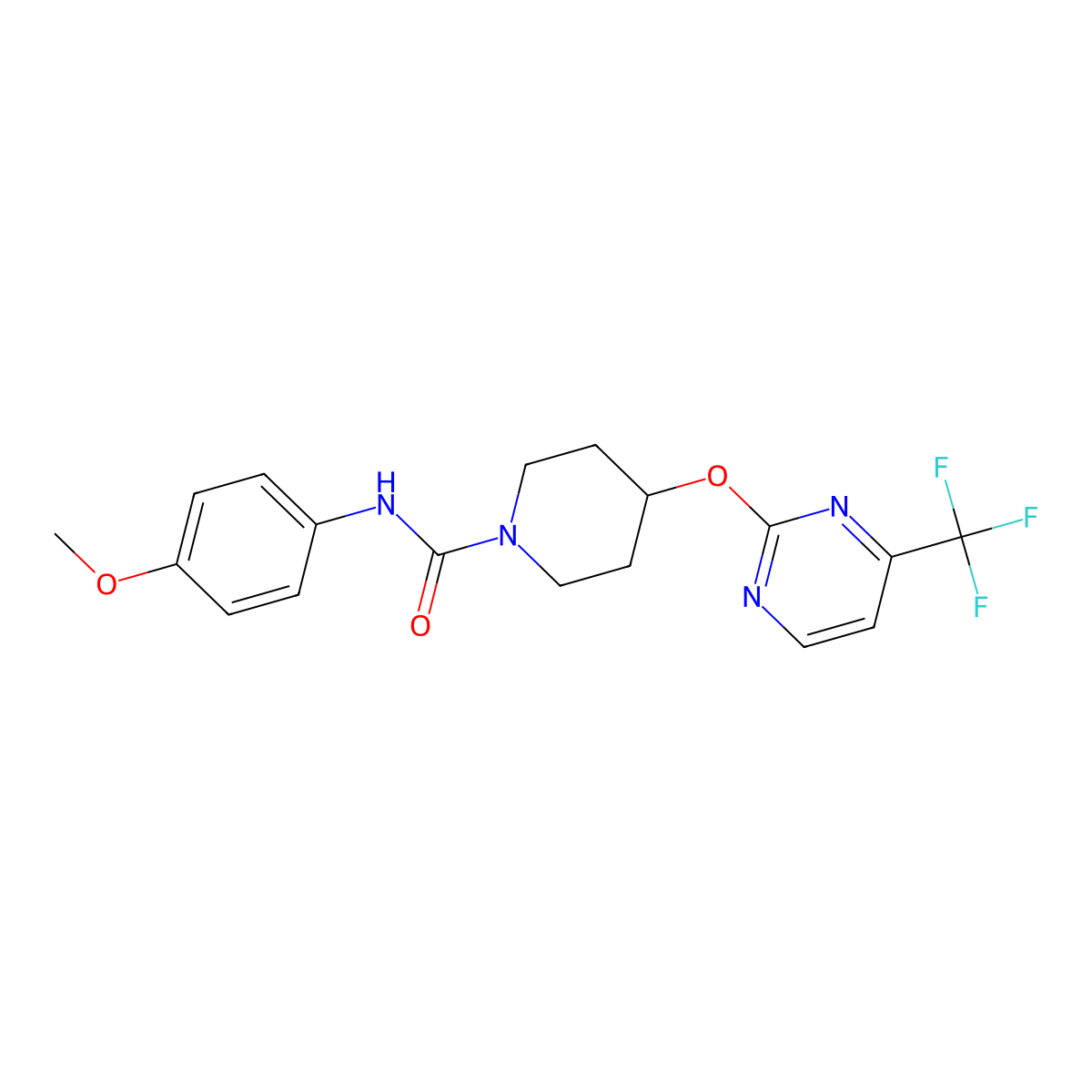 N-(4-methoxyphenyl)-4-{[4-(trifluoromethyl)pyrimidin-2-yl]oxy}piperidine-1-carboxamide molecular structure, CAS 2380167-00-8