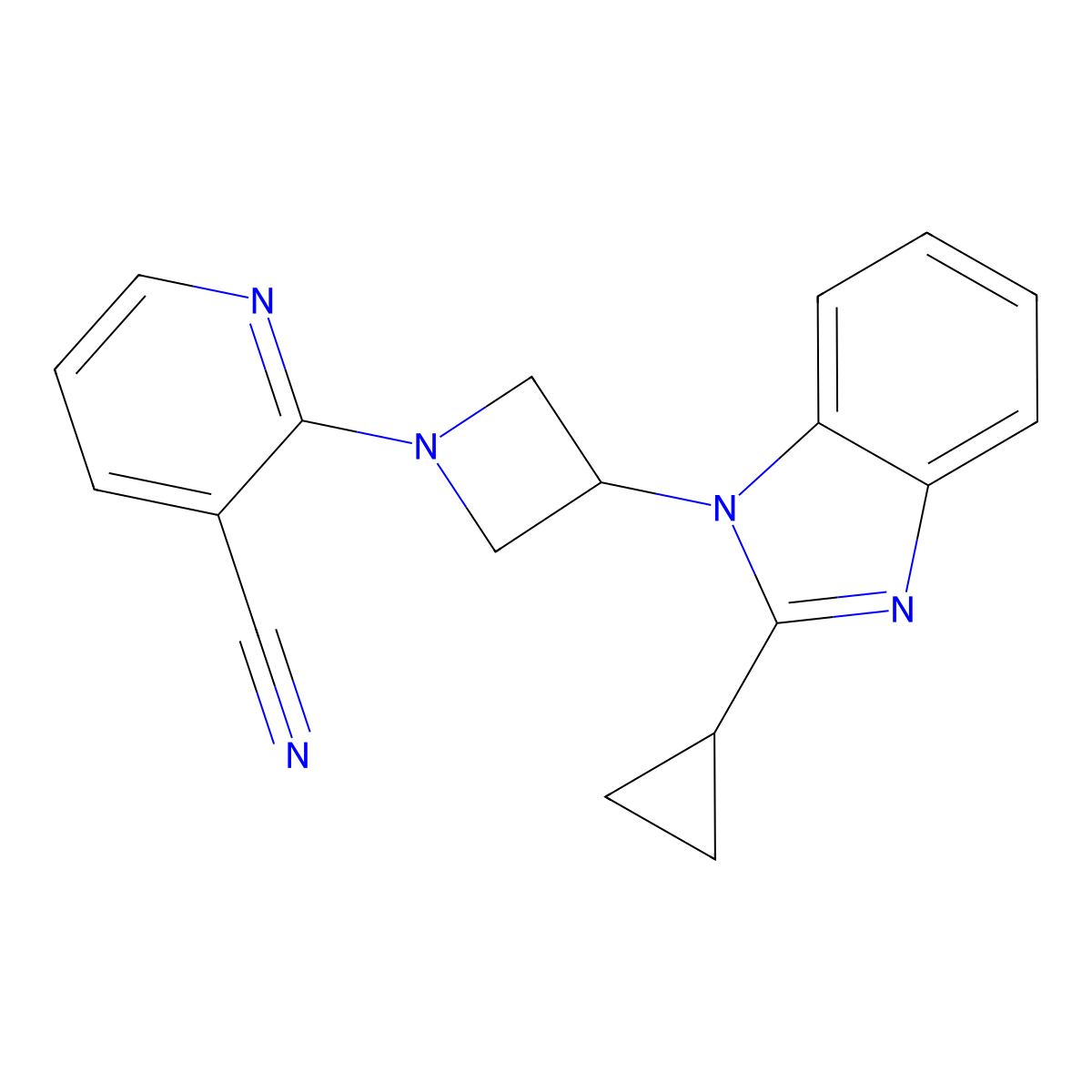 2-[3-(2-cyclopropyl-1H-1,3-benzodiazol-1-yl)azetidin-1-yl]pyridine-3-carbonitrile molecular structure, CAS 2380167-03-1