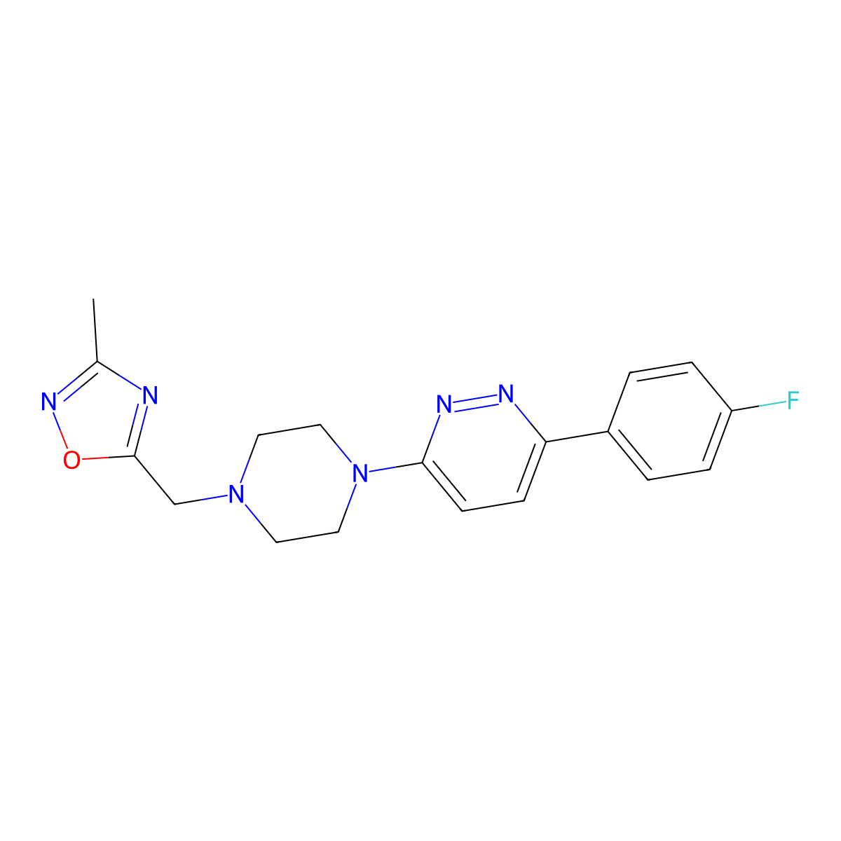 3-(4-Fluorophenyl)-6-{4-[(3-methyl-1,2,4-oxadiazol-5-yl)methyl]piperazin-1-yl}pyridazine molecular structure, CAS 2380167-04-2
