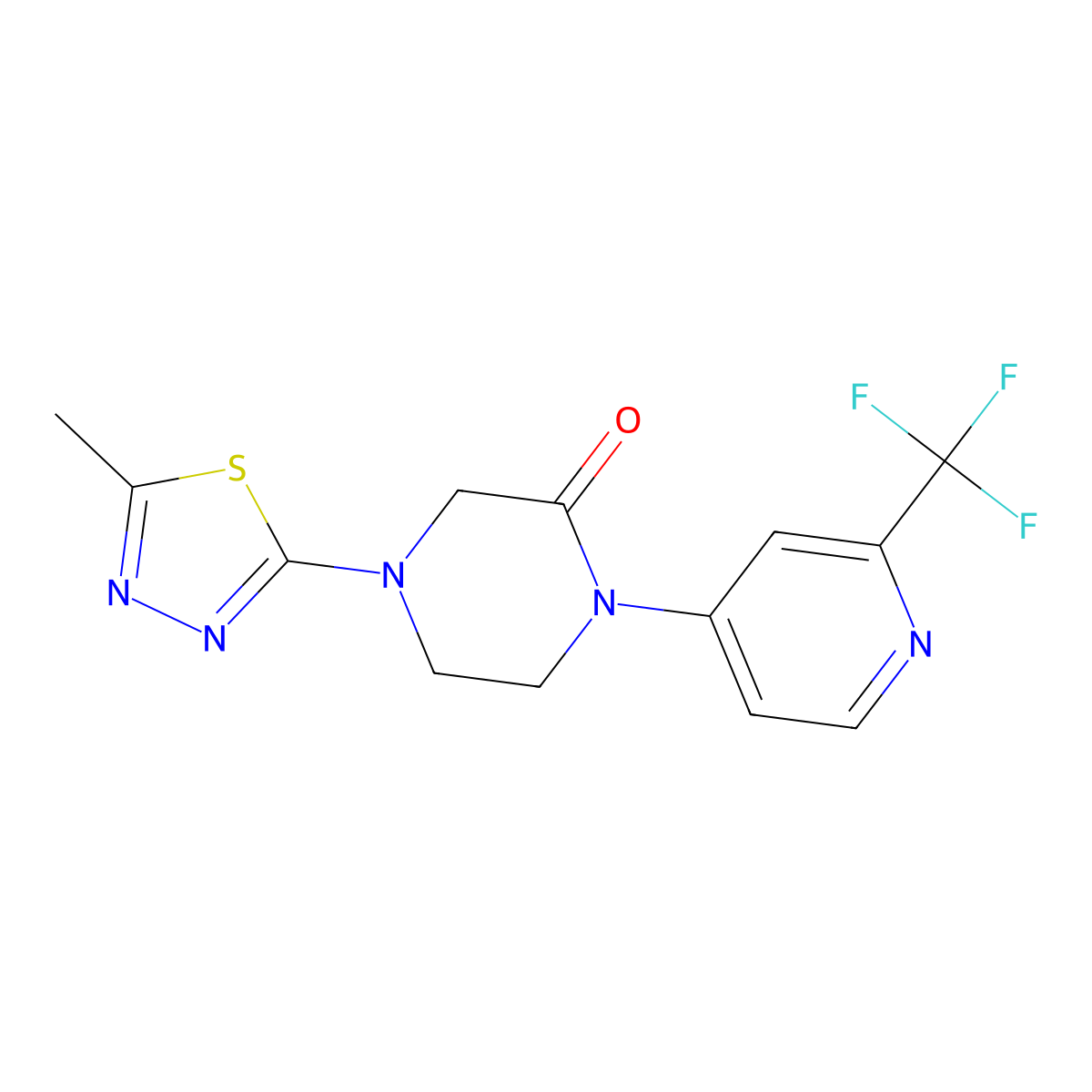 4-(5-Methyl-1,3,4-thiadiazol-2-yl)-1-[2-(trifluoromethyl)pyridin-4-yl]piperazin-2-one molecular structure, CAS 2380167-07-5
