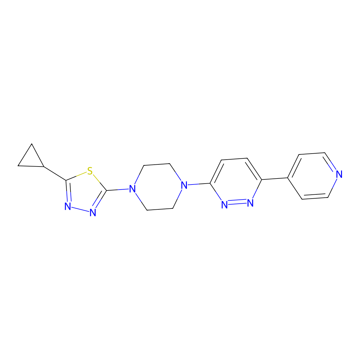 3-[4-(5-Cyclopropyl-1,3,4-thiadiazol-2-yl)piperazin-1-yl]-6-(pyridin-4-yl)pyridazine molecular structure, CAS 2380167-17-7