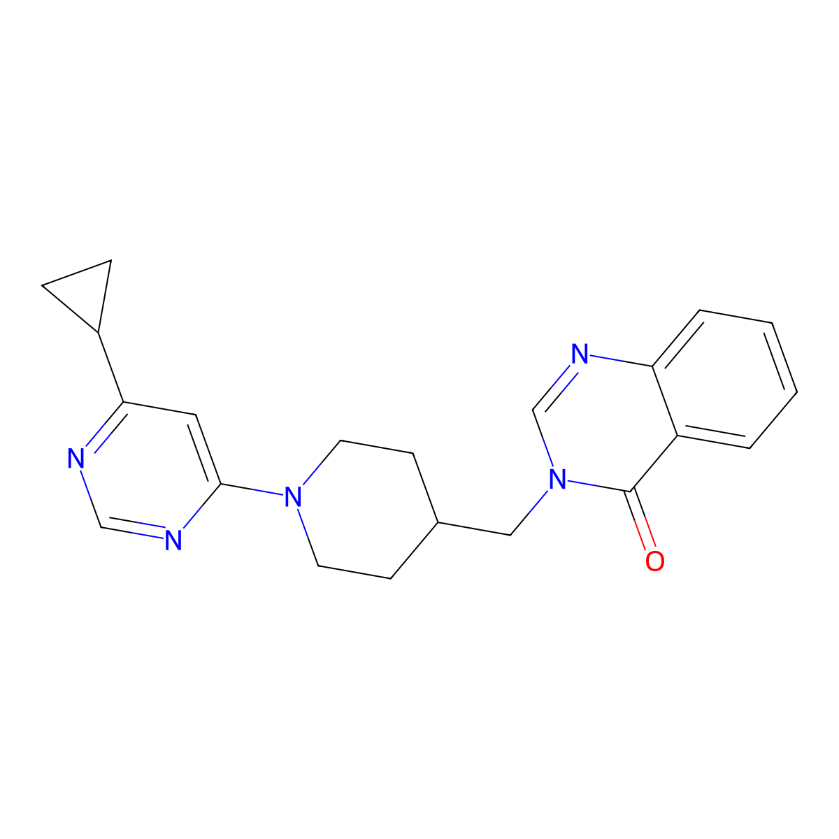 3-{[1-(6-Cyclopropylpyrimidin-4-yl)piperidin-4-yl]methyl}-3,4-dihydroquinazolin-4-one molecular structure, CAS 2380167-18-8