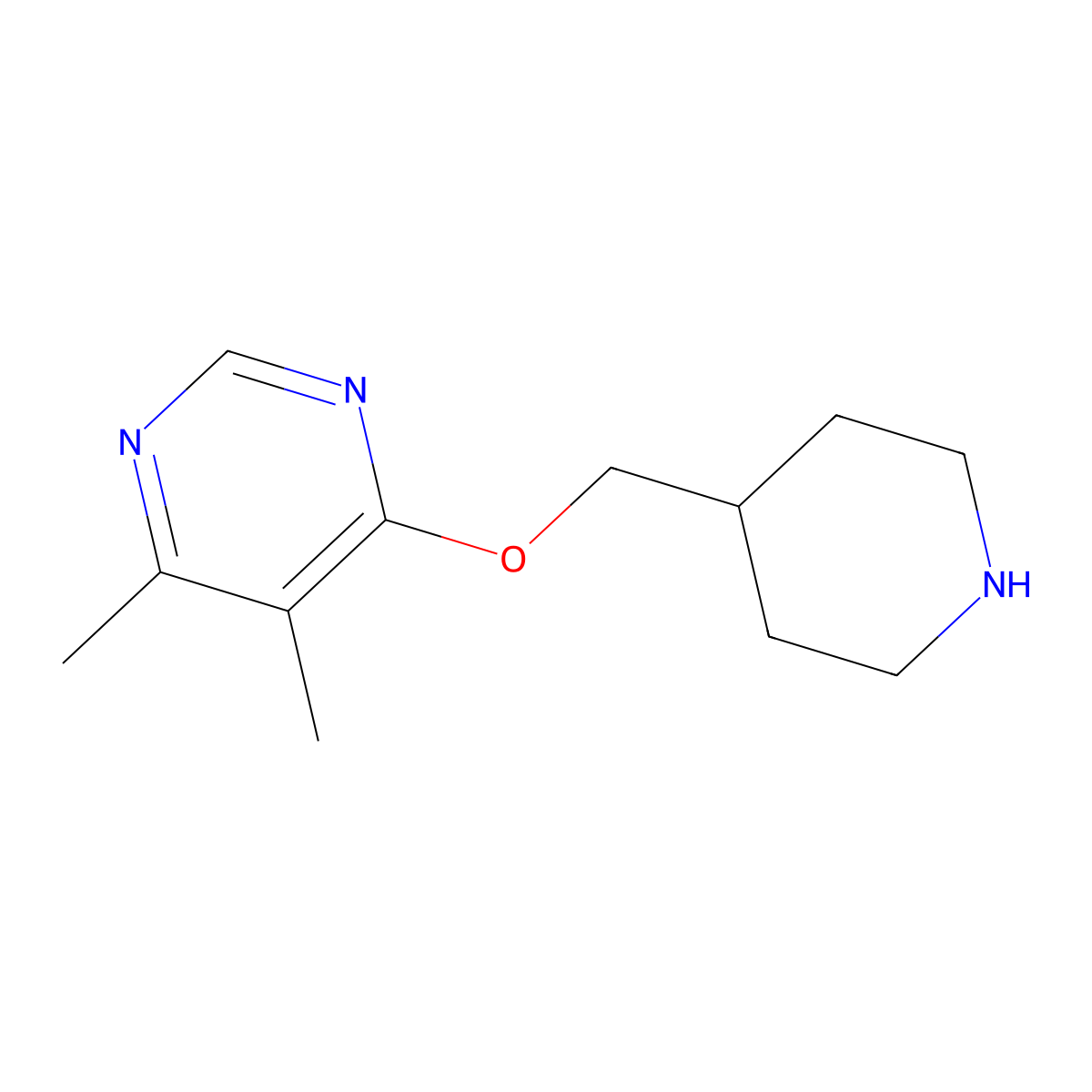 4,5-Dimethyl-6-[(piperidin-4-yl)methoxy]pyrimidine molecular structure, CAS 2380167-22-4