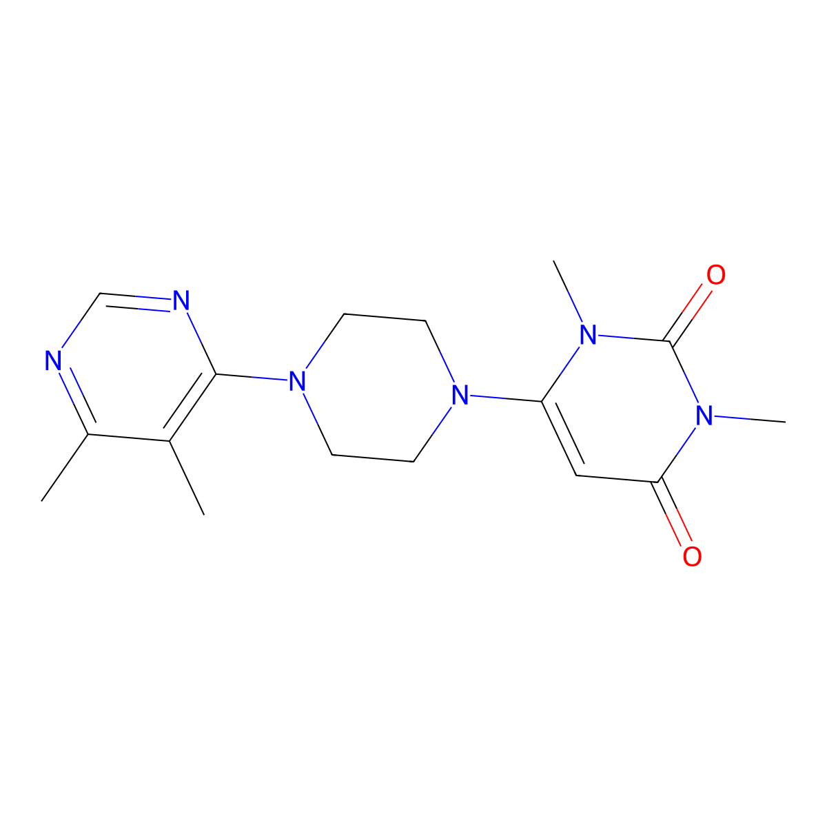 6-[4-(5,6-Dimethylpyrimidin-4-yl)piperazin-1-yl]-1,3-dimethyl-1,2,3,4-tetrahydropyrimidine-2,4-dione molecular structure, CAS 2380167-29-1