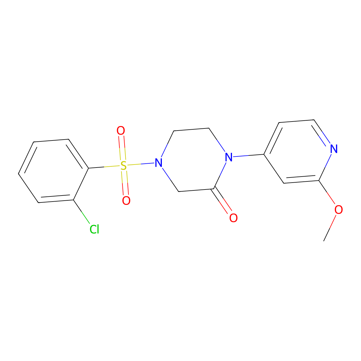 4-(2-Chlorobenzenesulfonyl)-1-(2-methoxypyridin-4-yl)piperazin-2-one molecular structure, CAS 2380167-34-8
