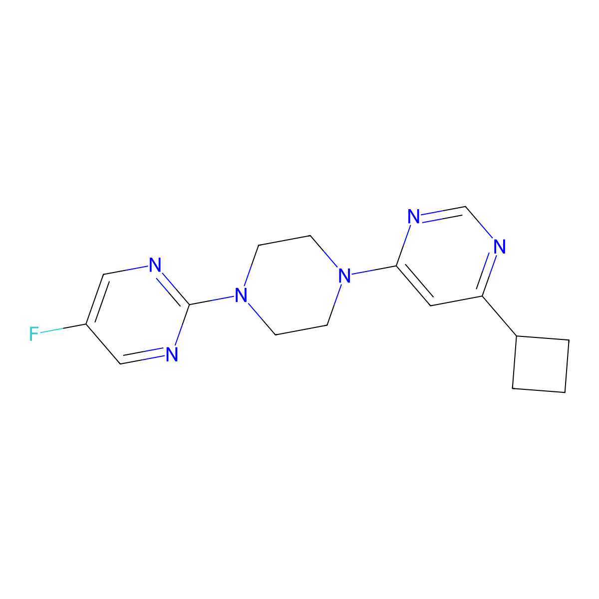 4-Cyclobutyl-6-[4-(5-fluoropyrimidin-2-yl)piperazin-1-yl]pyrimidine molecular structure, CAS 2380167-36-0