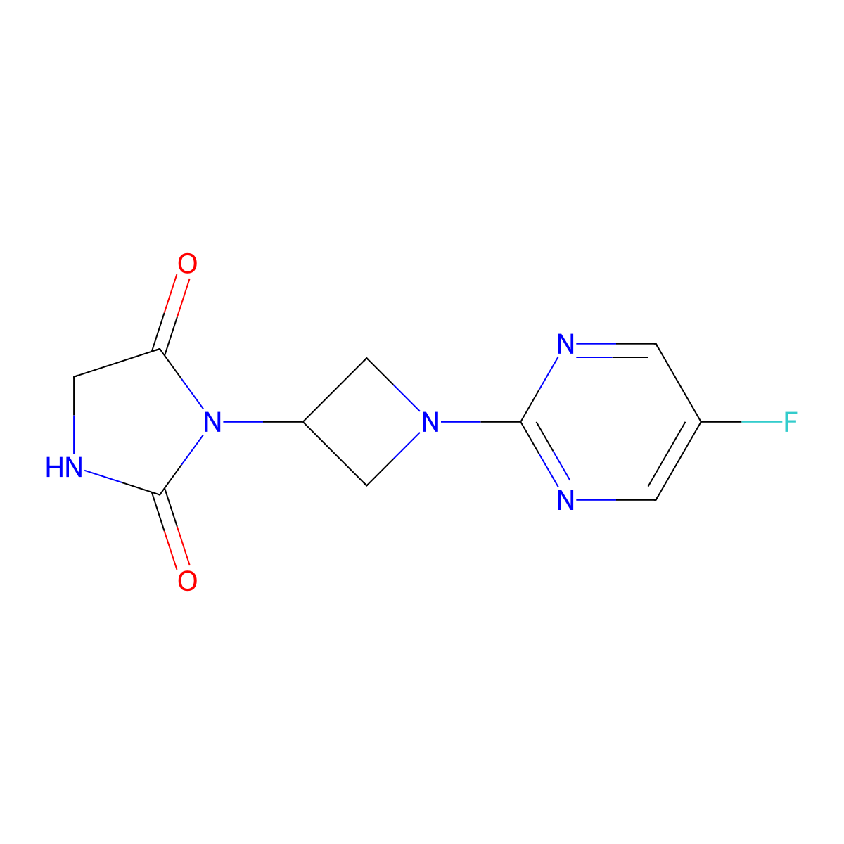 3-[1-(5-Fluoropyrimidin-2-yl)azetidin-3-yl]imidazolidine-2,4-dione molecular structure, CAS 2380167-44-0