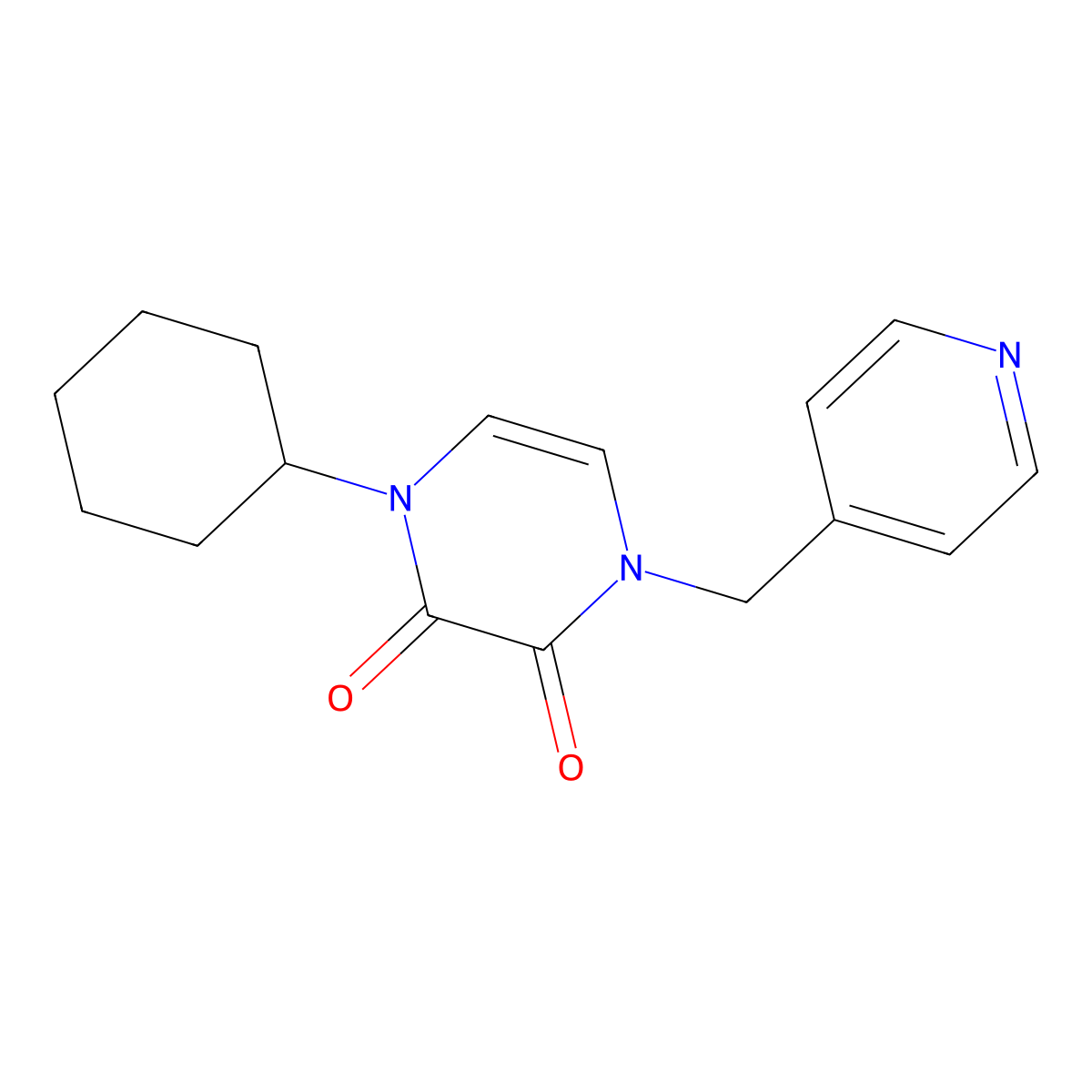 1-Cyclohexyl-4-[(pyridin-4-yl)methyl]-1,2,3,4-tetrahydropyrazine-2,3-dione molecular structure, CAS 2380167-46-2