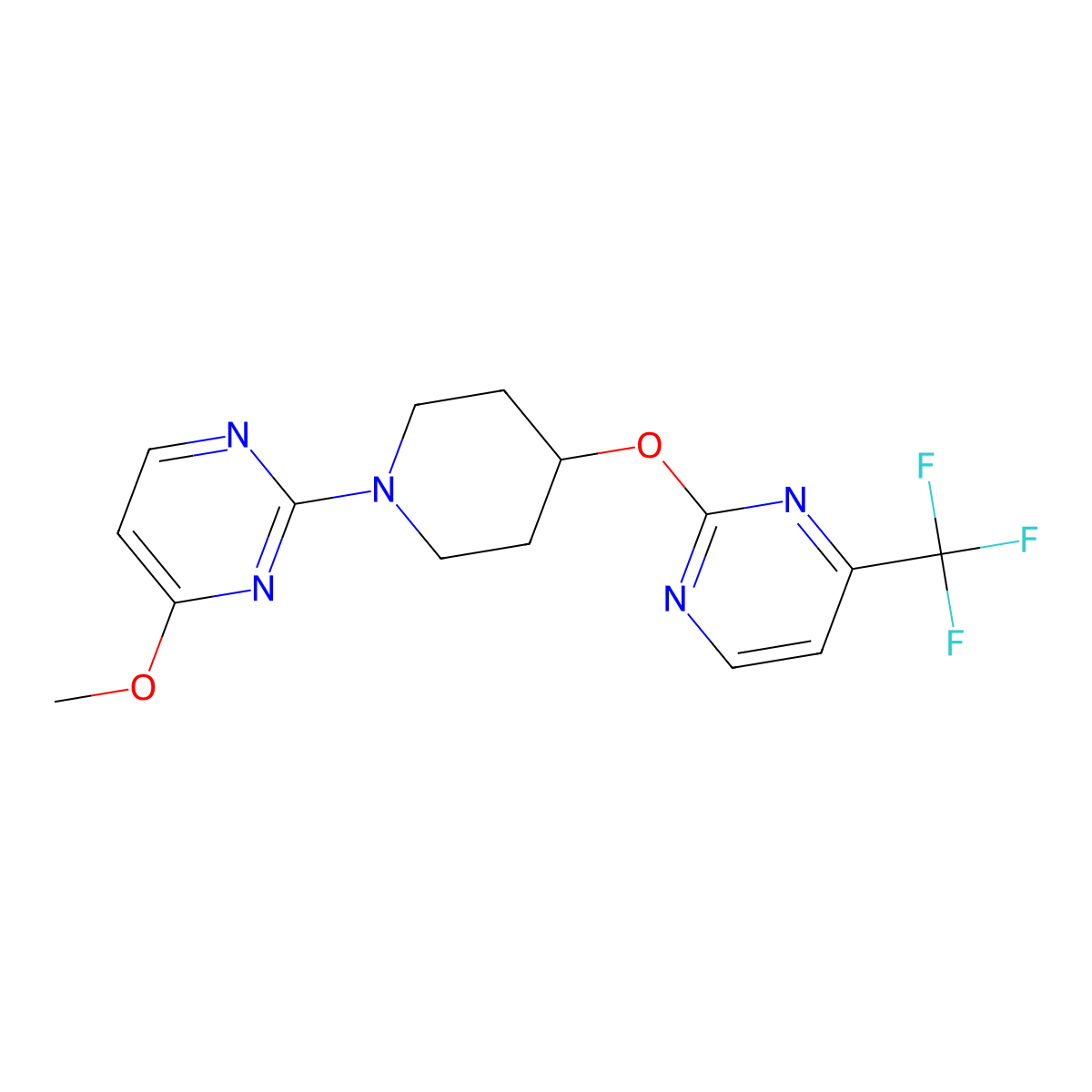 4-Methoxy-2-(4-{[4-(trifluoromethyl)pyrimidin-2-yl]oxy}piperidin-1-yl)pyrimidine molecular structure, CAS 2380167-49-5