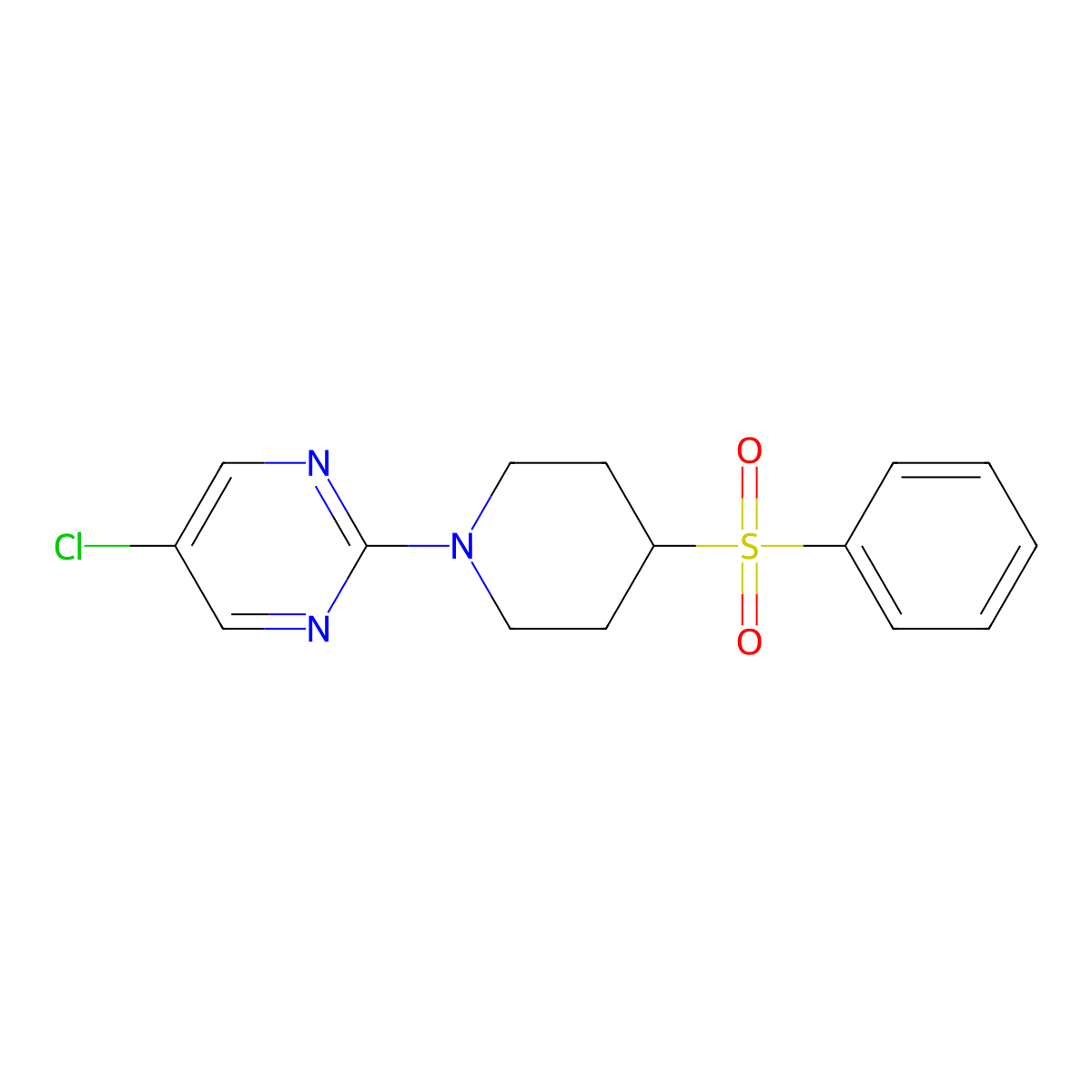 2-[4-(Benzenesulfonyl)piperidin-1-yl]-5-chloropyrimidine molecular structure, CAS 2380167-52-0