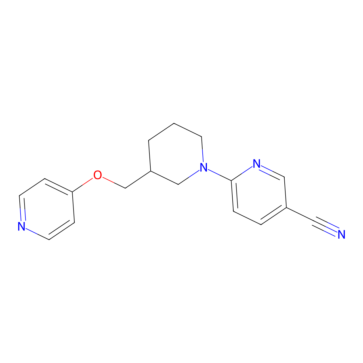 6-{3-[(Pyridin-4-yloxy)methyl]piperidin-1-yl}pyridine-3-carbonitrile molecular structure, CAS 2380167-55-3