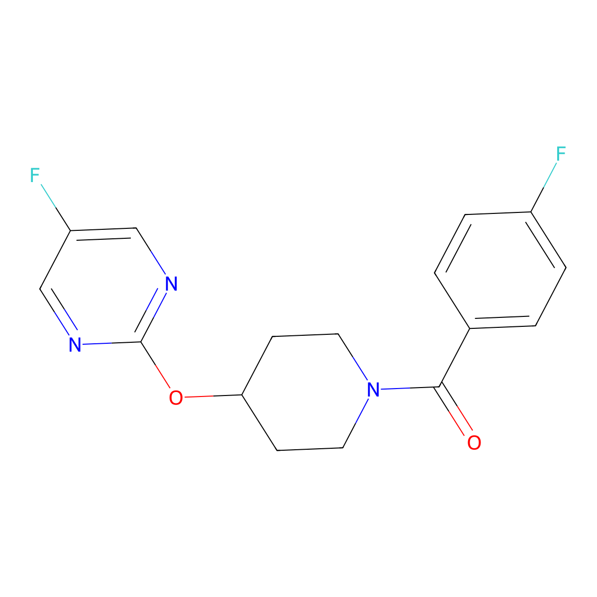 5-Fluoro-2-{[1-(4-fluorobenzoyl)piperidin-4-yl]oxy}pyrimidine molecular structure, CAS 2380167-66-6