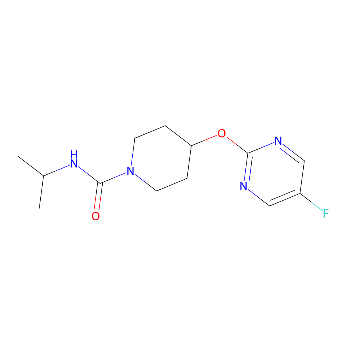 4-[(5-fluoropyrimidin-2-yl)oxy]-N-(propan-2-yl)piperidine-1-carboxamide molecular structure, CAS 2380167-69-9