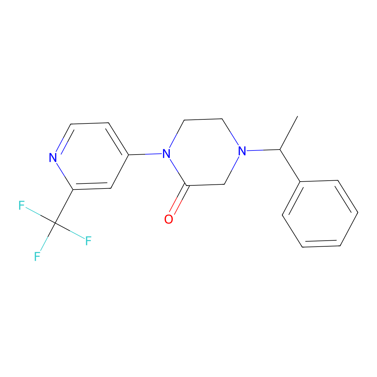 4-(1-Phenylethyl)-1-[2-(trifluoromethyl)pyridin-4-yl]piperazin-2-one molecular structure, CAS 2380167-70-2