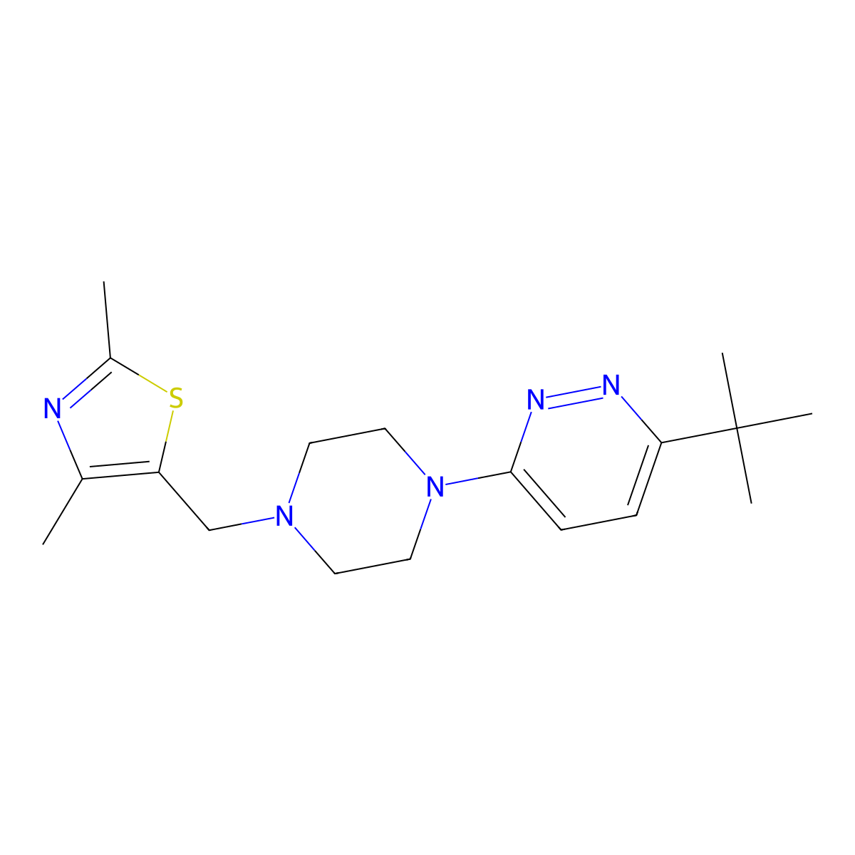3-Tert-butyl-6-{4-[(2,4-dimethyl-1,3-thiazol-5-yl)methyl]piperazin-1-yl}pyridazine molecular structure, CAS 2380167-71-3