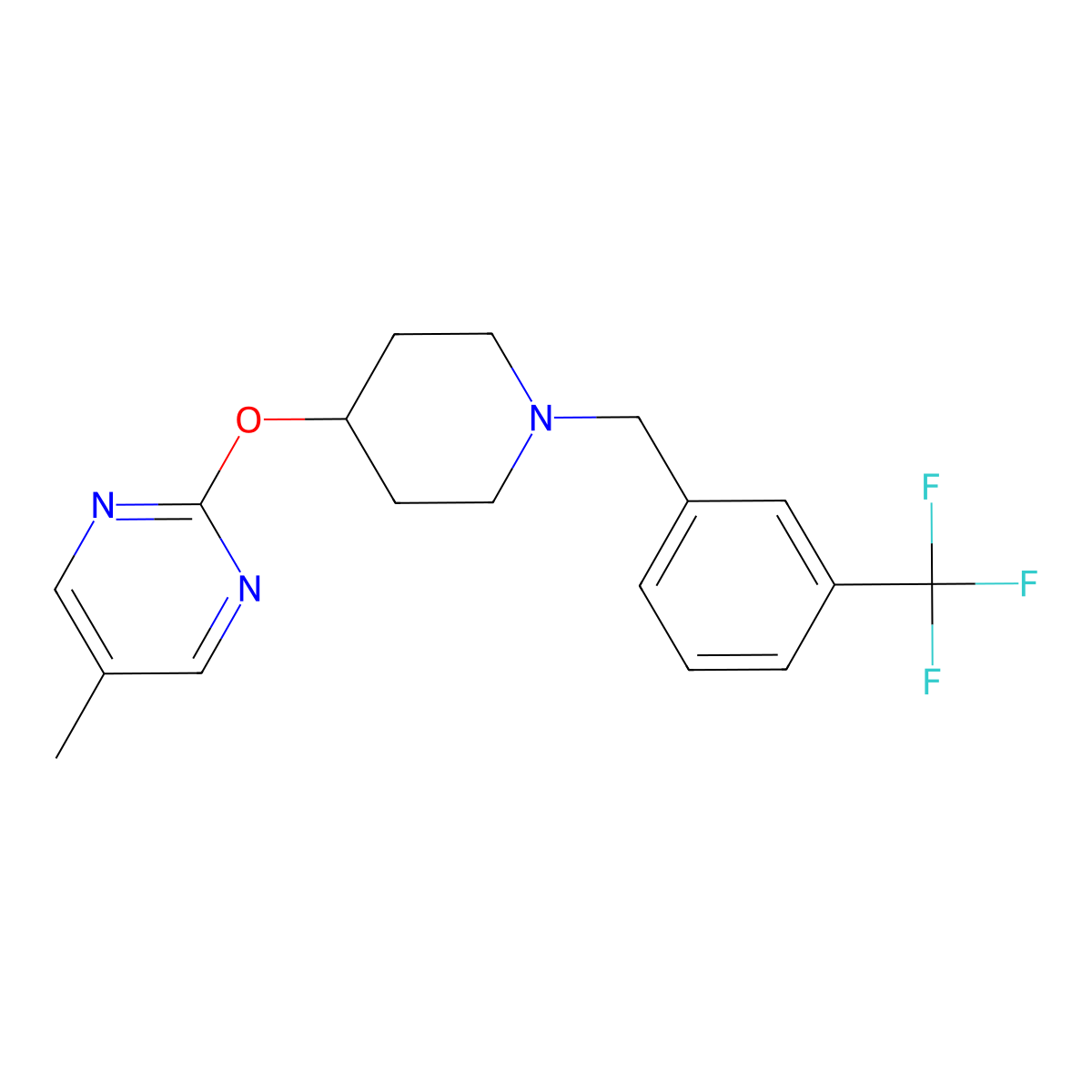 5-Methyl-2-[(1-{[3-(trifluoromethyl)phenyl]methyl}piperidin-4-yl)oxy]pyrimidine molecular structure, CAS 2380167-74-6