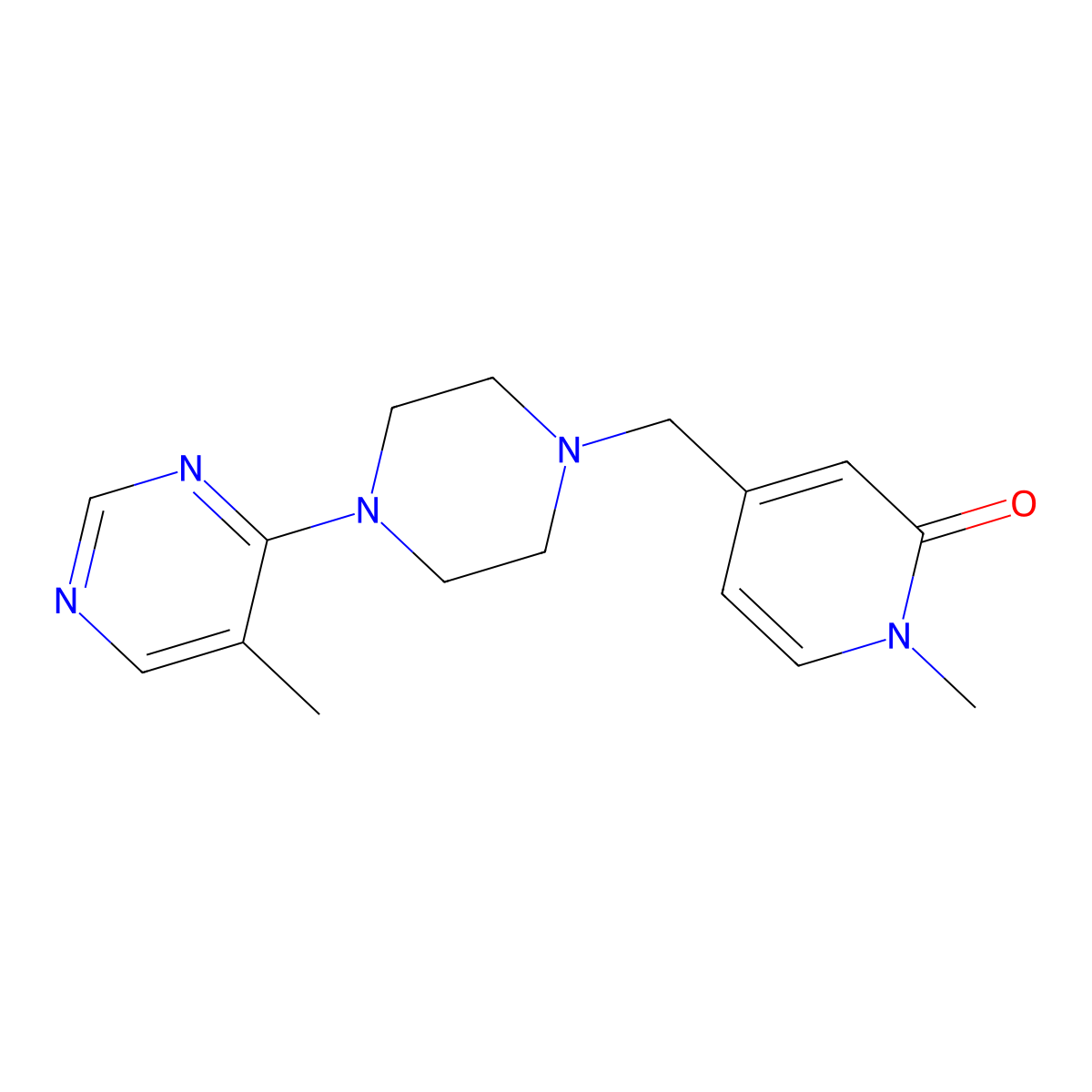 1-Methyl-4-{[4-(5-methylpyrimidin-4-yl)piperazin-1-yl]methyl}-1,2-dihydropyridin-2-one molecular structure, CAS 2380167-76-8