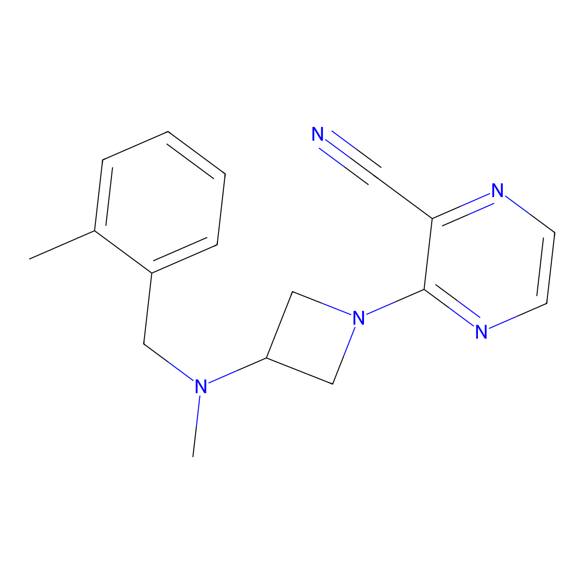 3-(3-{Methyl[(2-methylphenyl)methyl]amino}azetidin-1-yl)pyrazine-2-carbonitrile molecular structure, CAS 2380167-79-1