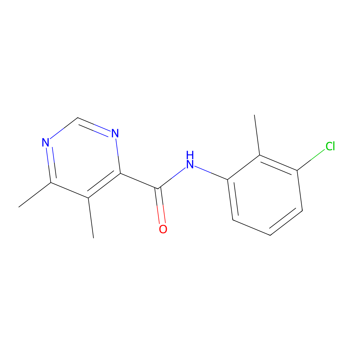 N-(3-Chloro-2-methylphenyl)-5,6-dimethylpyrimidine-4-carboxamide molecular structure, CAS 2380167-81-5