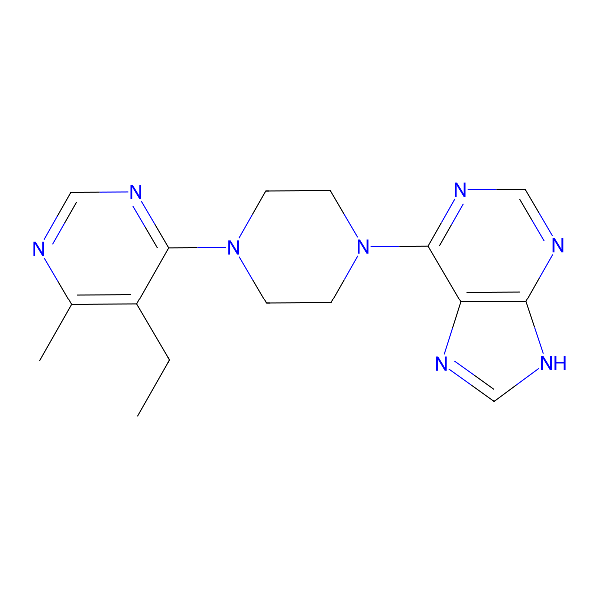 6-[4-(5-ethyl-6-methylpyrimidin-4-yl)piperazin-1-yl]-9H-purine molecular structure, CAS 2380167-84-8