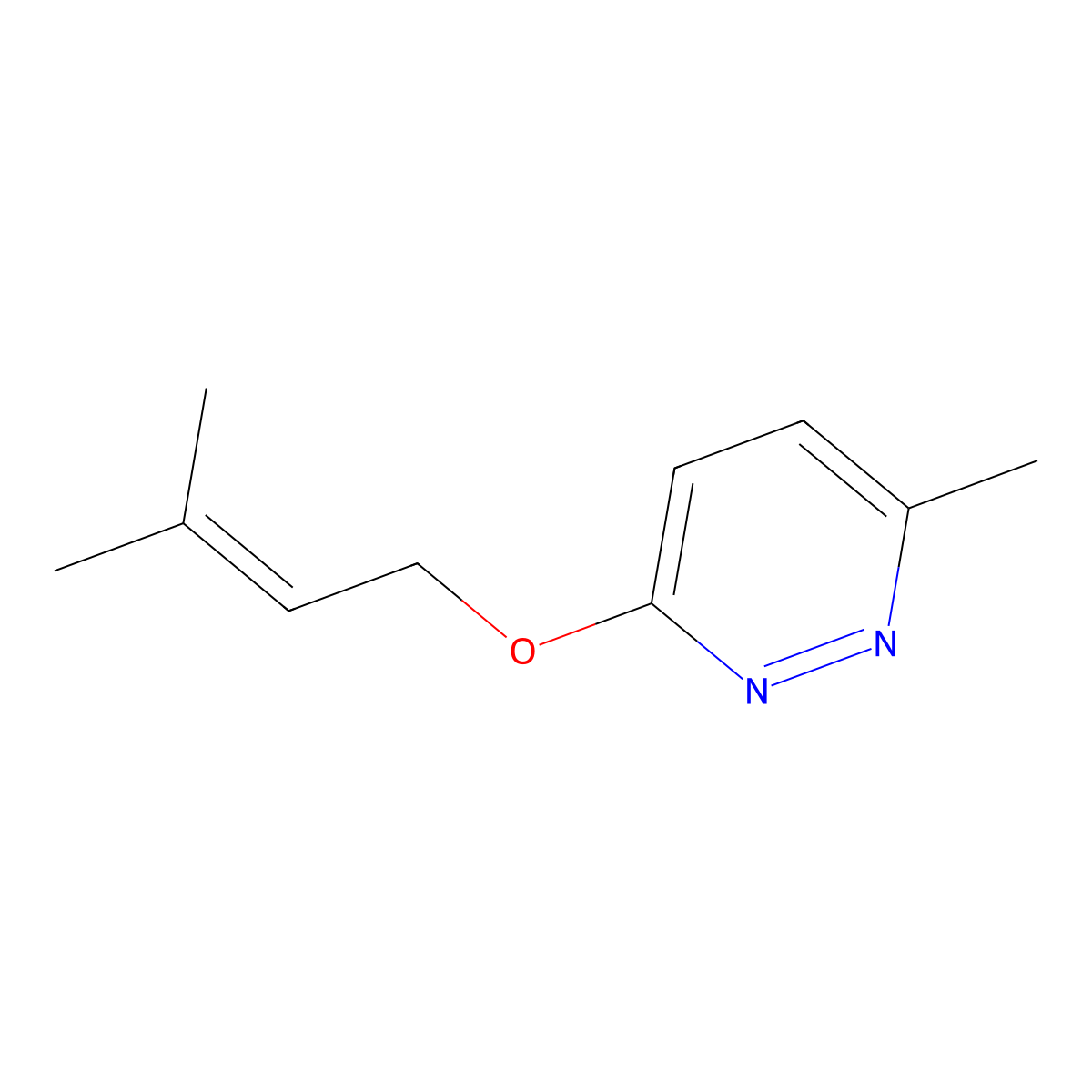 3-Methyl-6-[(3-methylbut-2-en-1-yl)oxy]pyridazine molecular structure, CAS 2380167-86-0
