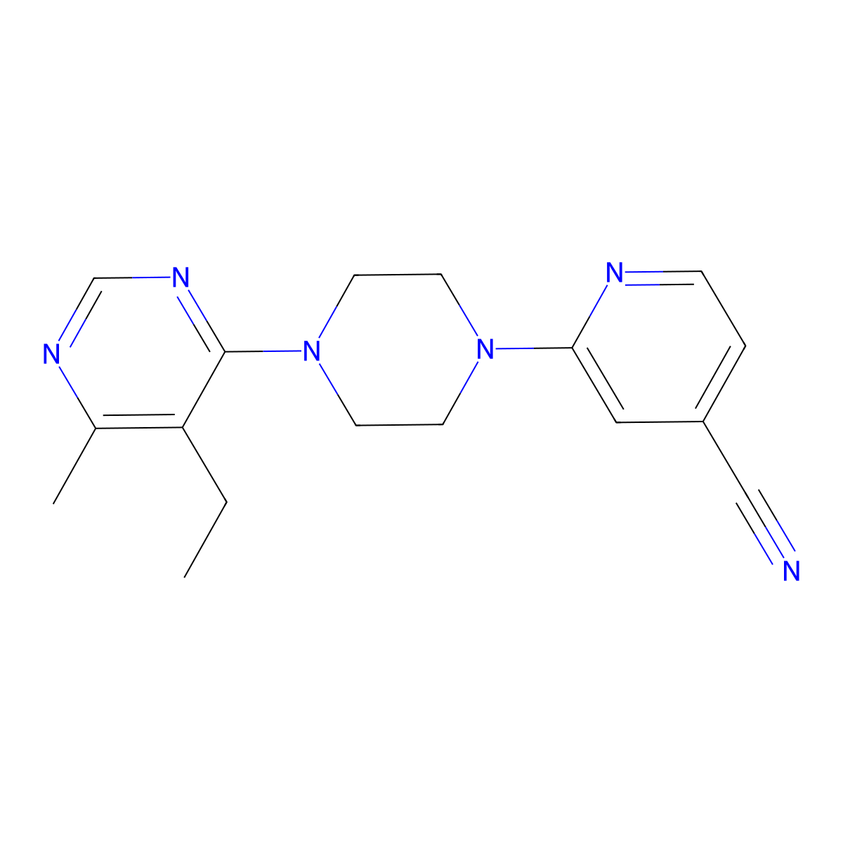 2-[4-(5-Ethyl-6-methylpyrimidin-4-yl)piperazin-1-yl]pyridine-4-carbonitrile molecular structure, CAS 2380167-88-2