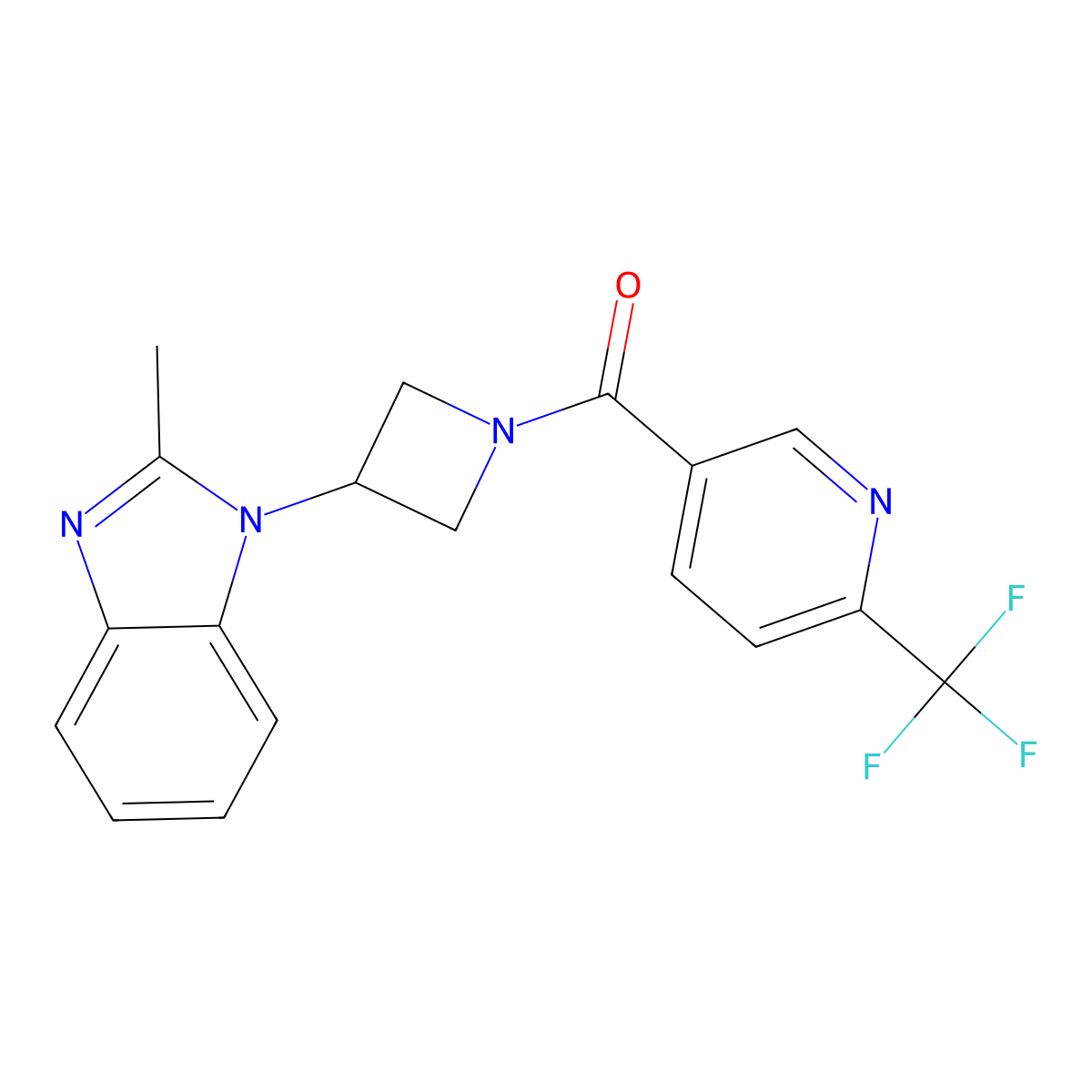 2-methyl-1-{1-[6-(trifluoromethyl)pyridine-3-carbonyl]azetidin-3-yl}-1H-1,3-benzodiazole molecular structure, CAS 2380167-90-6