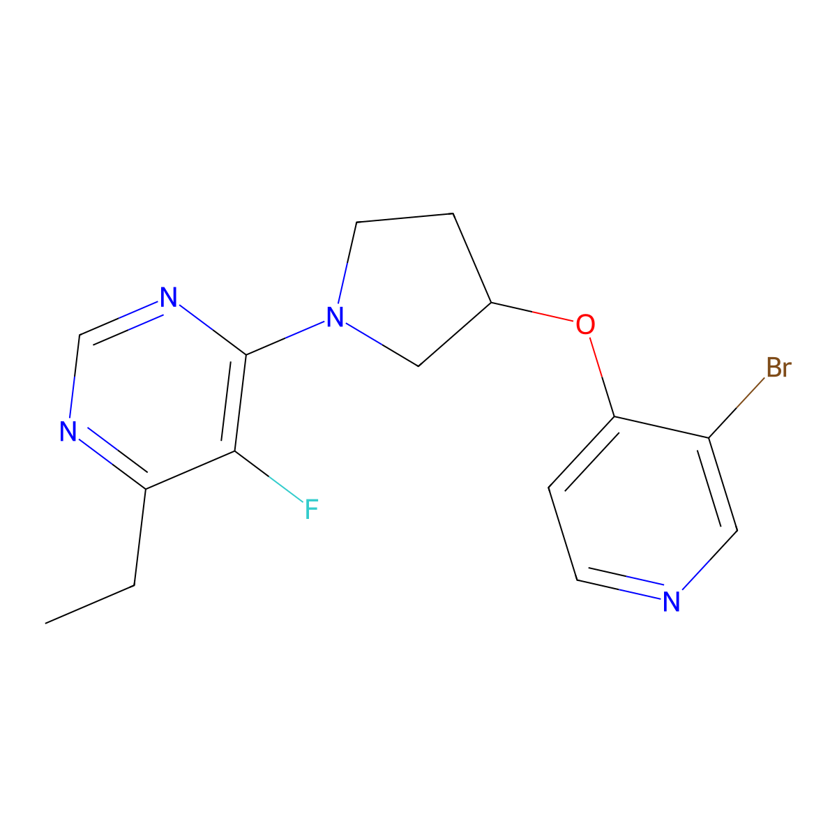 4-{3-[(3-Bromopyridin-4-yl)oxy]pyrrolidin-1-yl}-6-ethyl-5-fluoropyrimidine molecular structure, CAS 2380167-91-7
