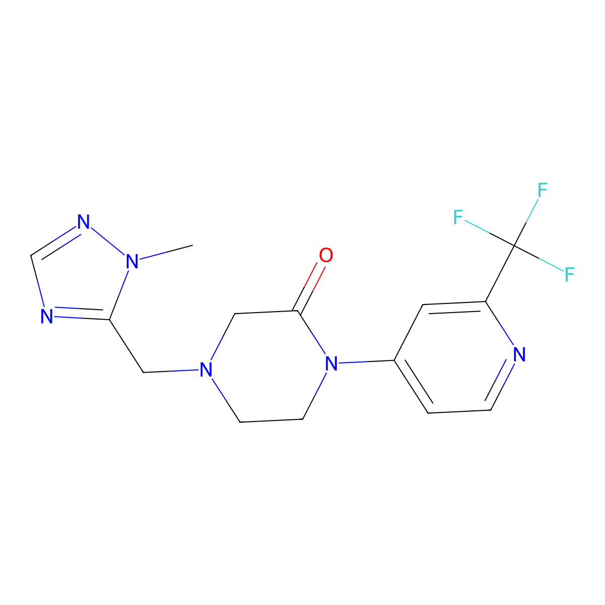 4-[(1-methyl-1H-1,2,4-triazol-5-yl)methyl]-1-[2-(trifluoromethyl)pyridin-4-yl]piperazin-2-one molecular structure, CAS 2380167-92-8